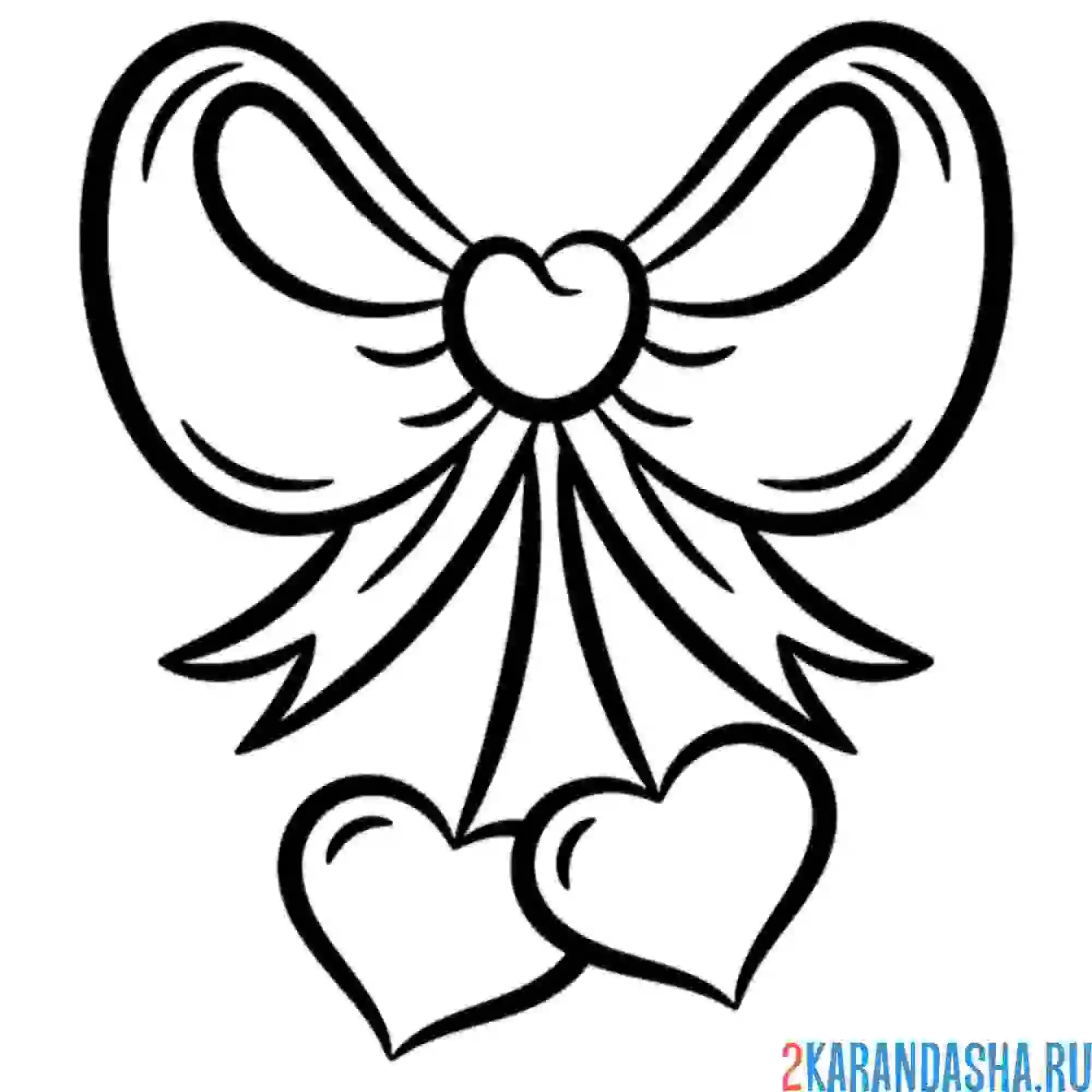 Раскраска бантик и сердечки