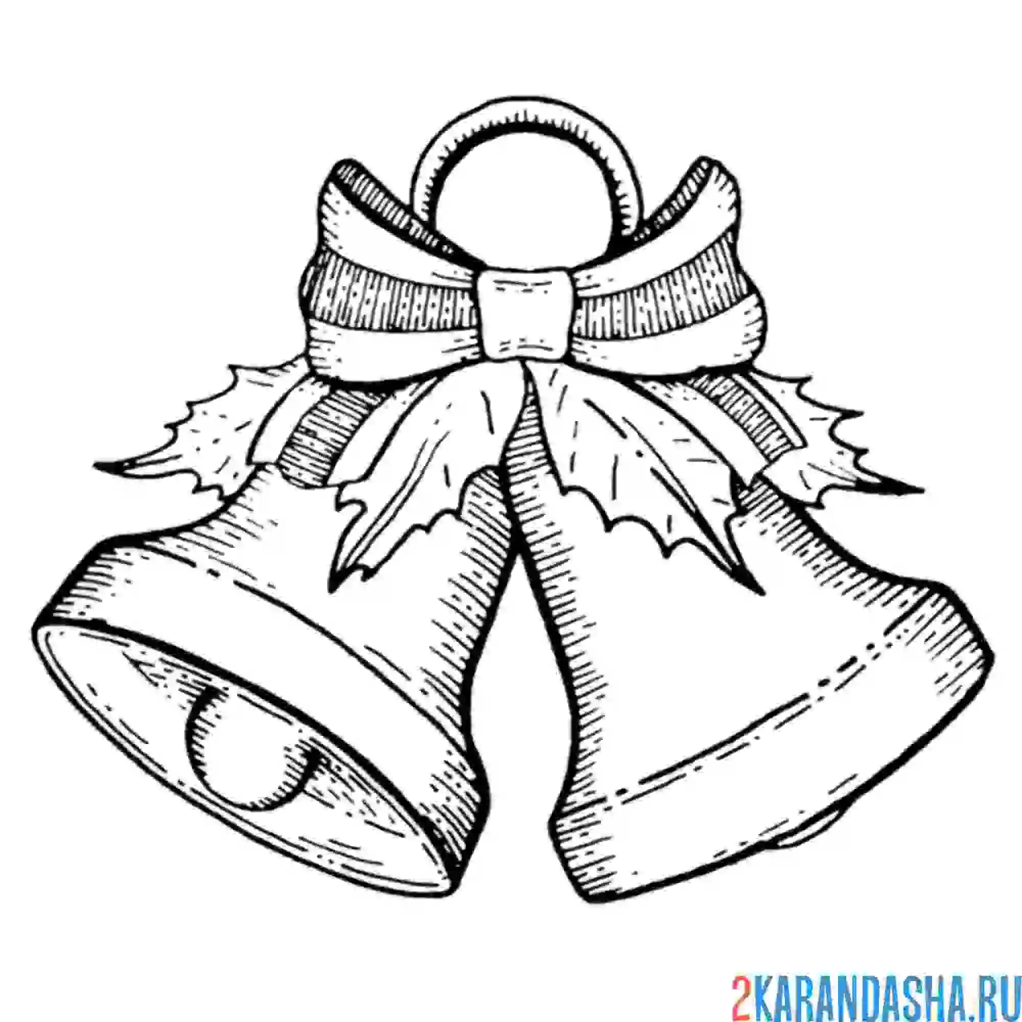 Раскраска рождественские праздничные колокольчики