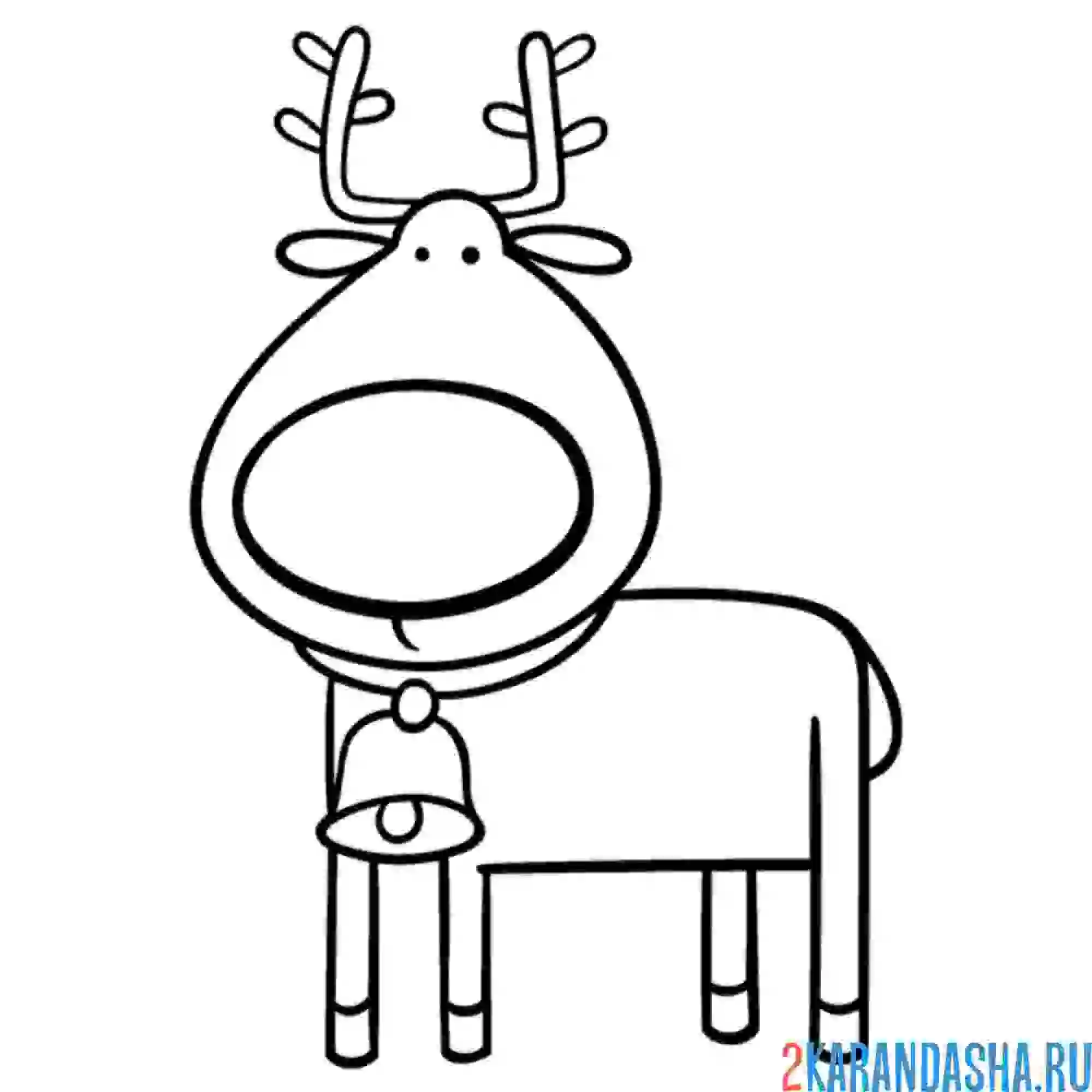 Раскраска олень с колокольчиком