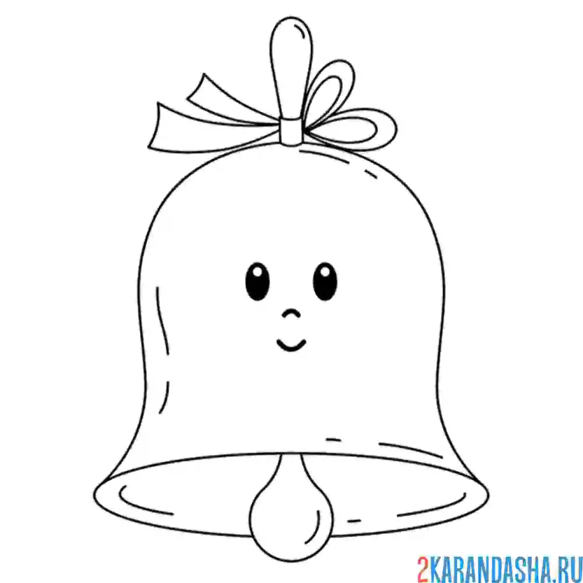 Раскраска колокольчик с глазками и бантиком