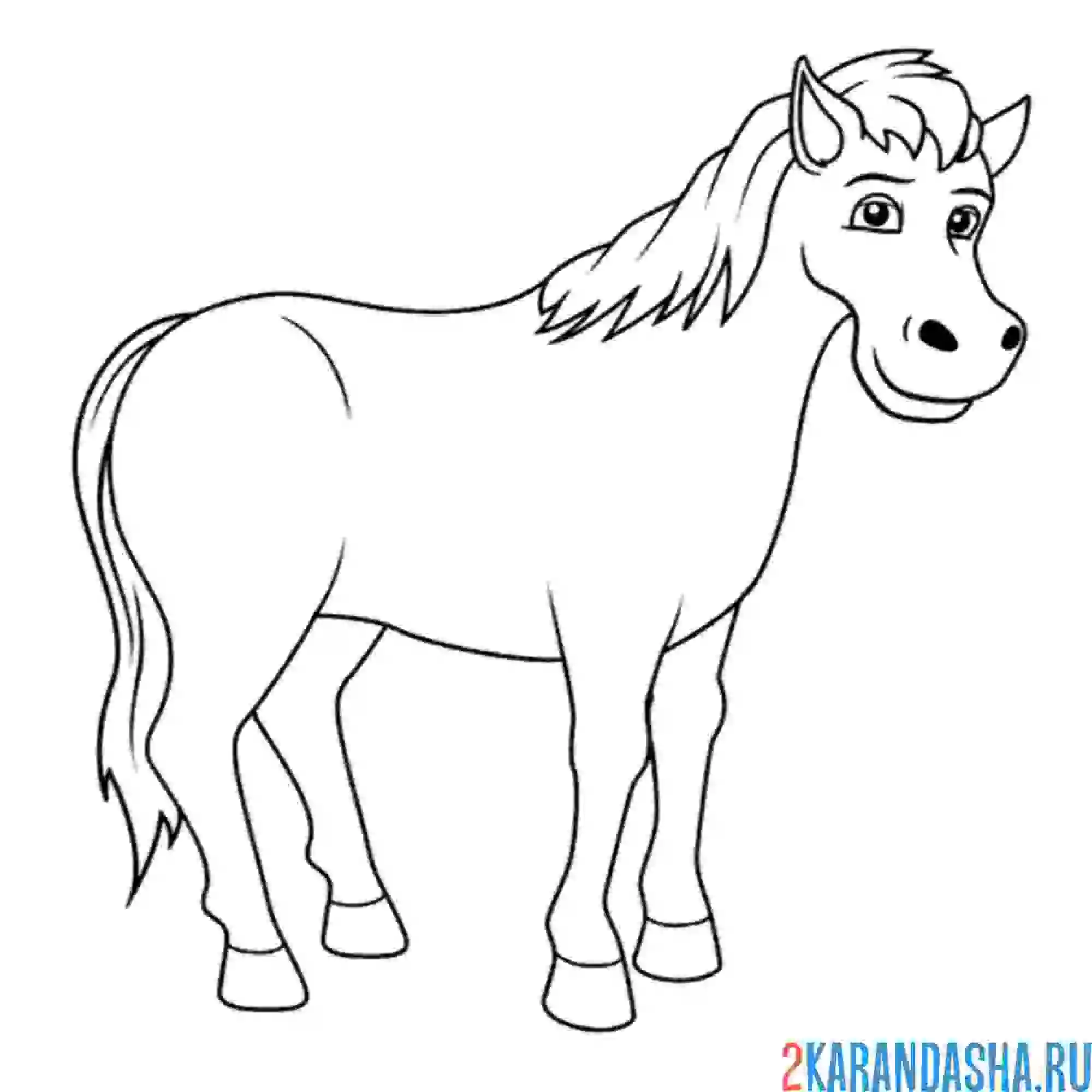 Раскраска фермерский конь