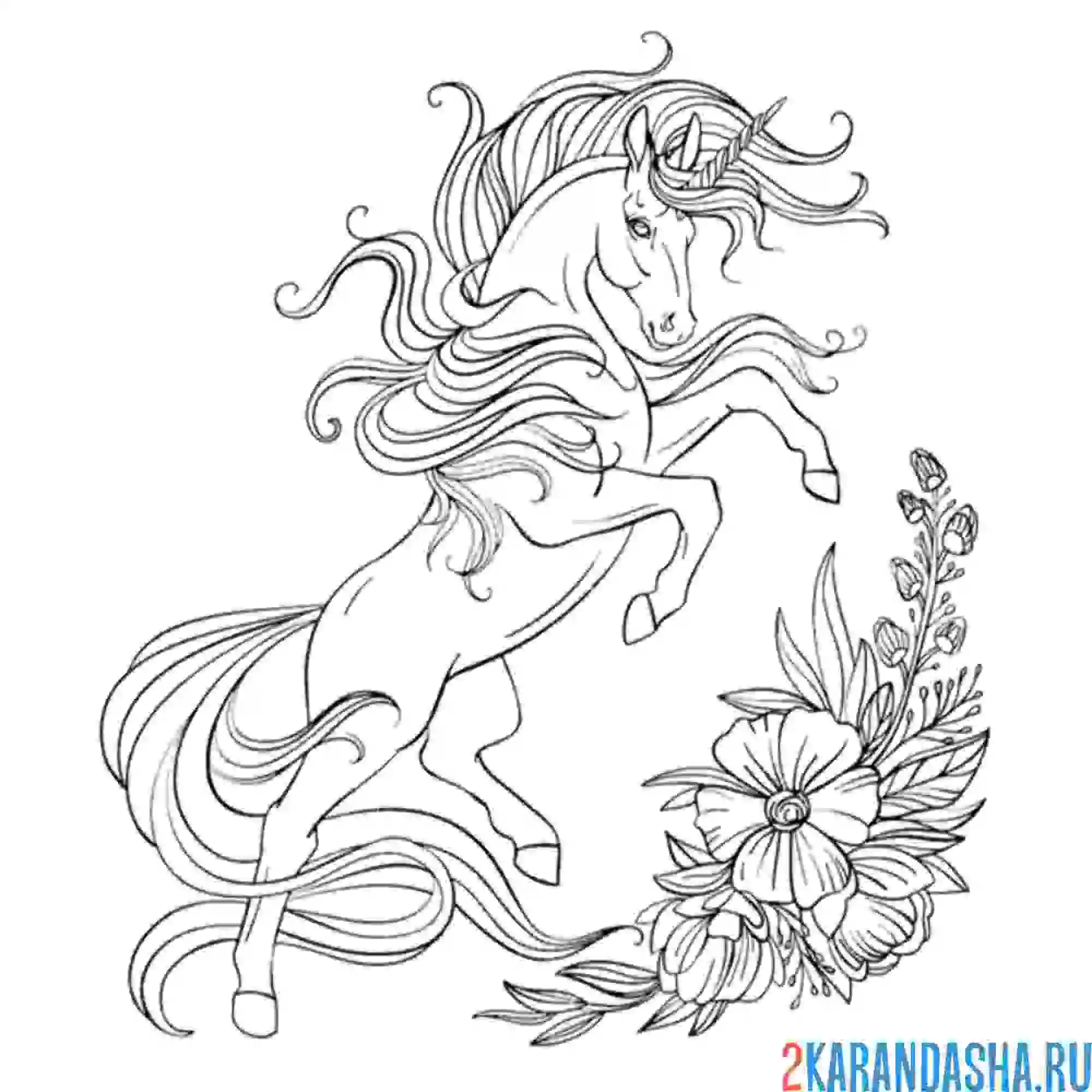 Раскраска единорог мифический