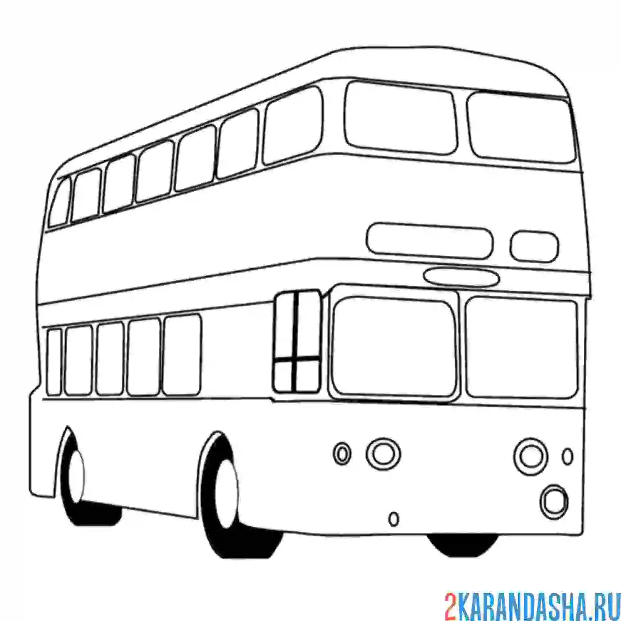 Раскраска двухэтажный большой автобус