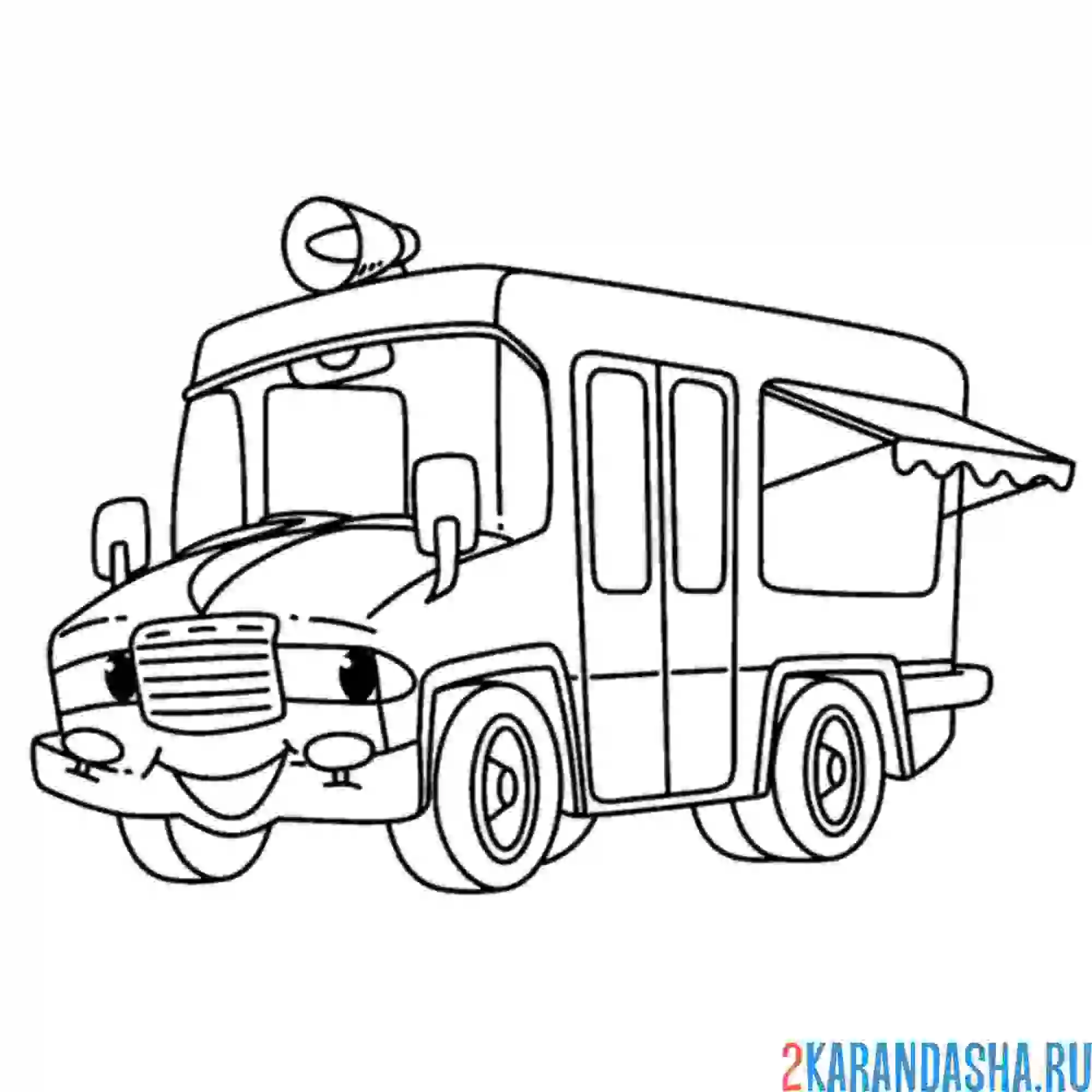 Раскраска автобус для еды