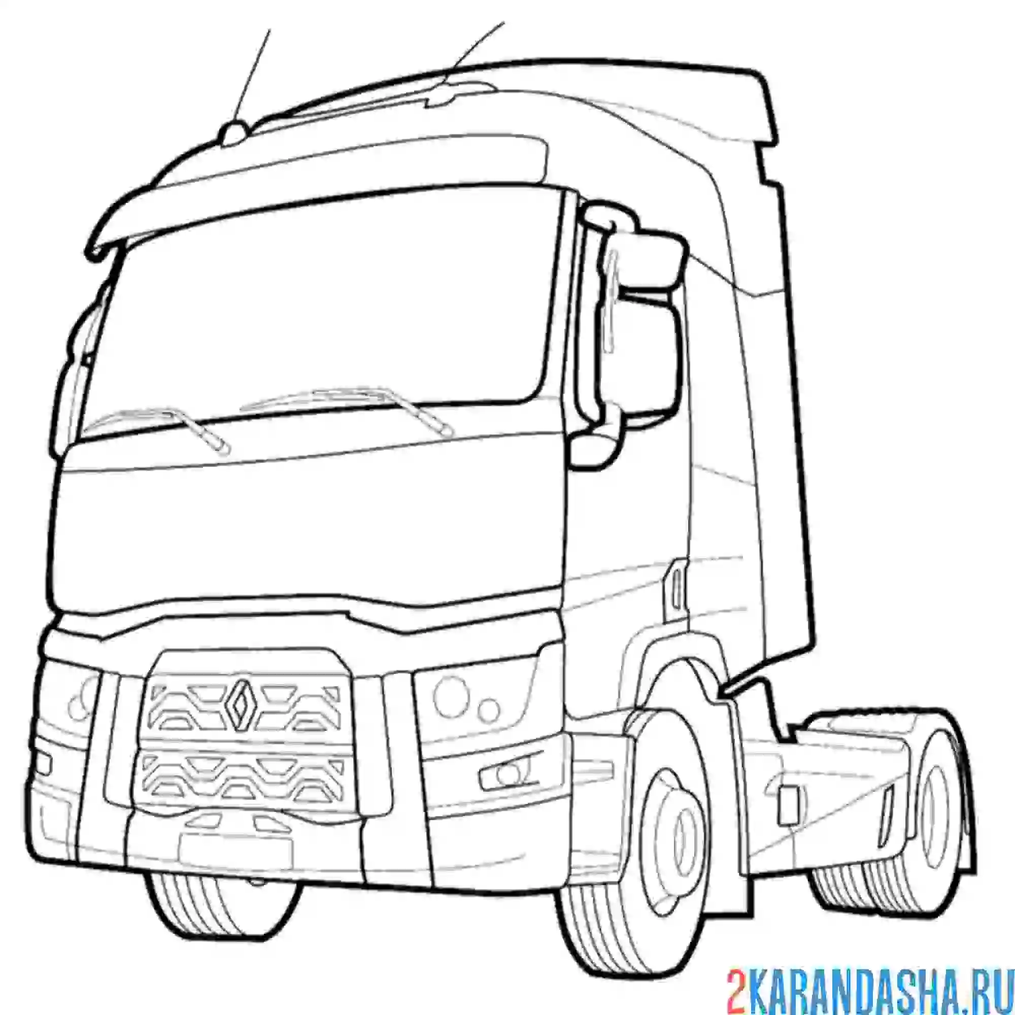 Раскраска грузовик автопоезд renault t 440