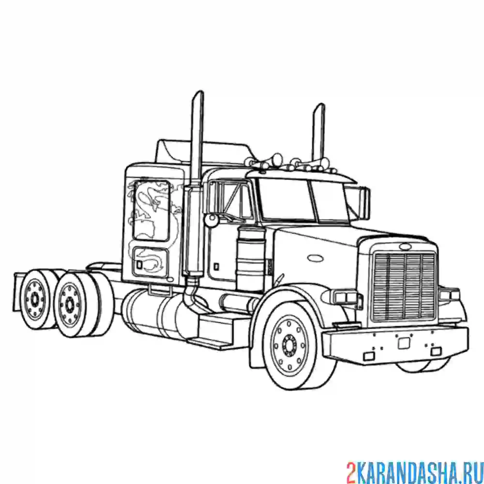 Раскраска грузовик peterbilt 378