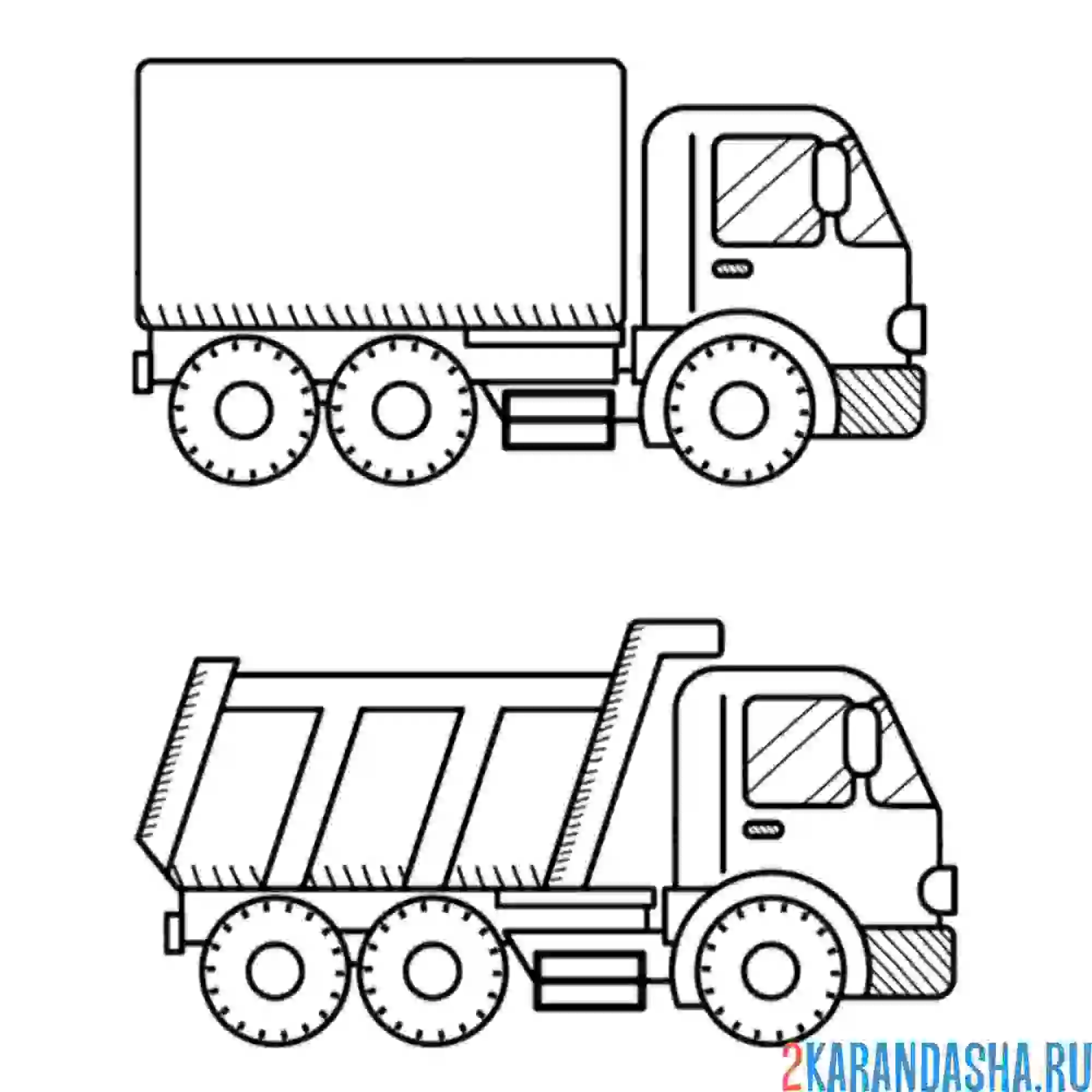 Раскраска два грузовичка