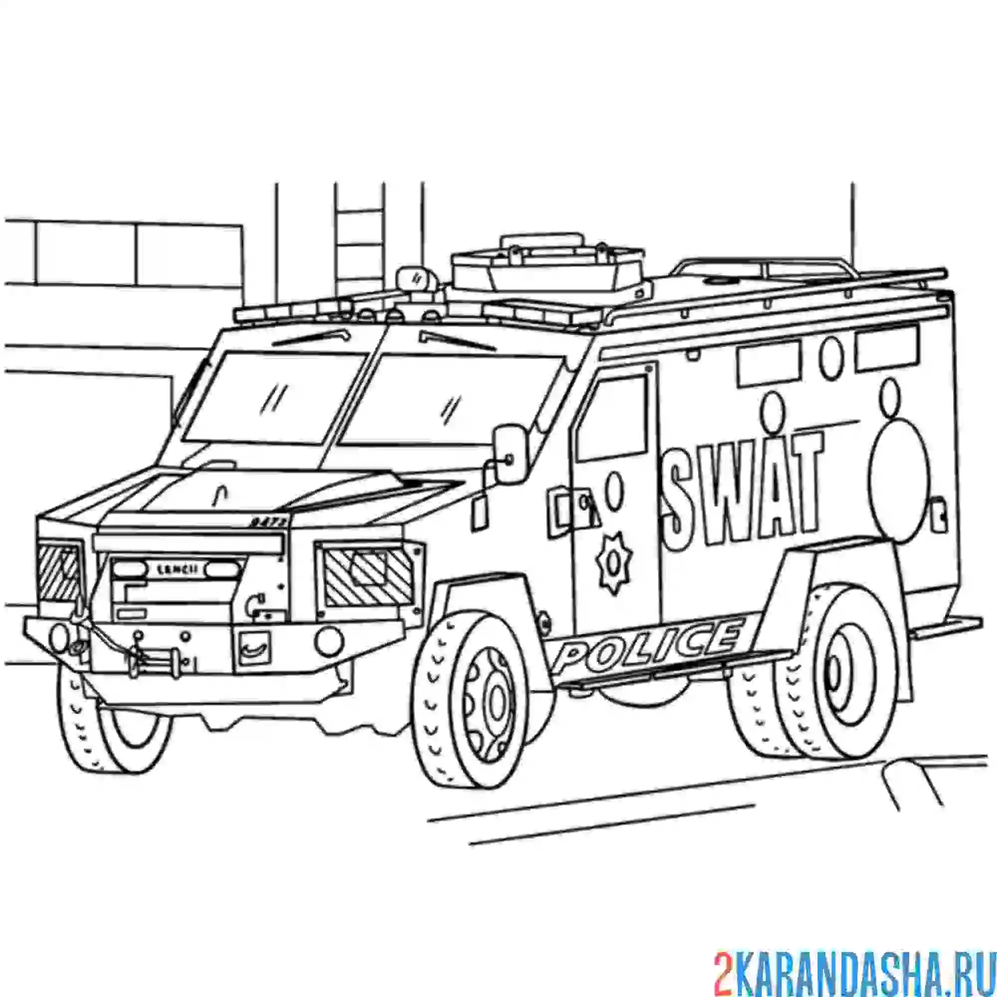 Раскраска бронеавтомобиль грузовик