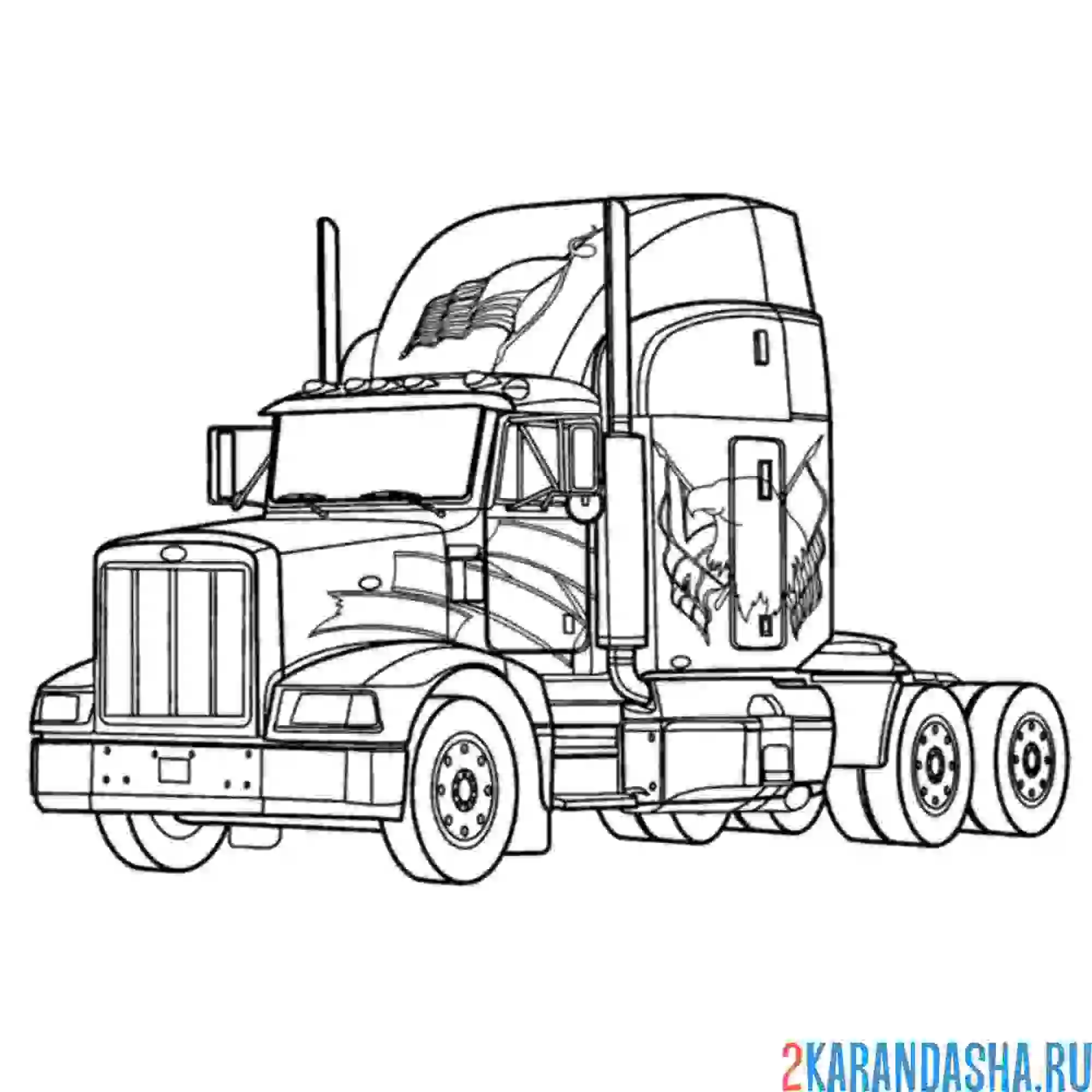Раскраска грузовик американский без прицепа