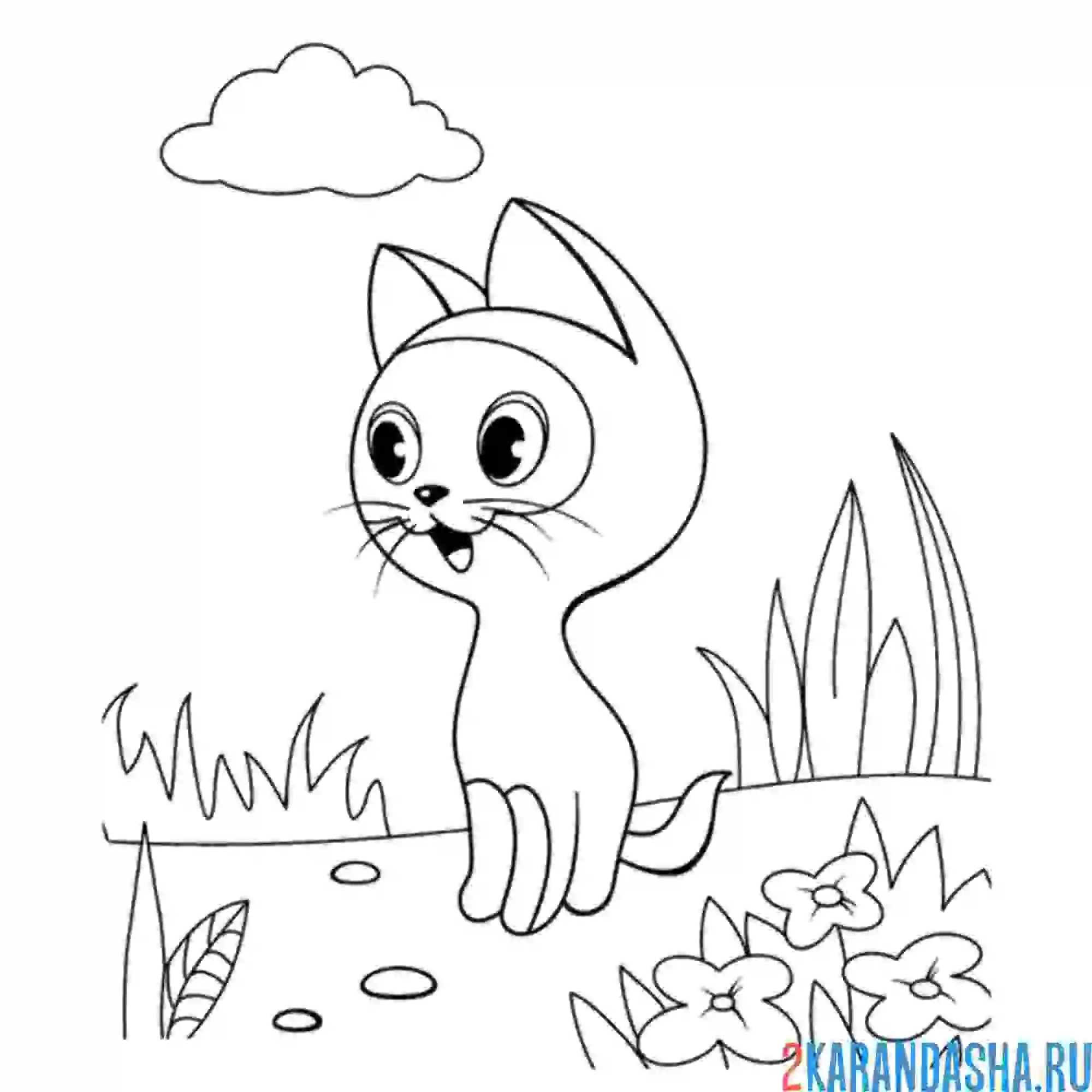 Раскраска котенок гав гуляет