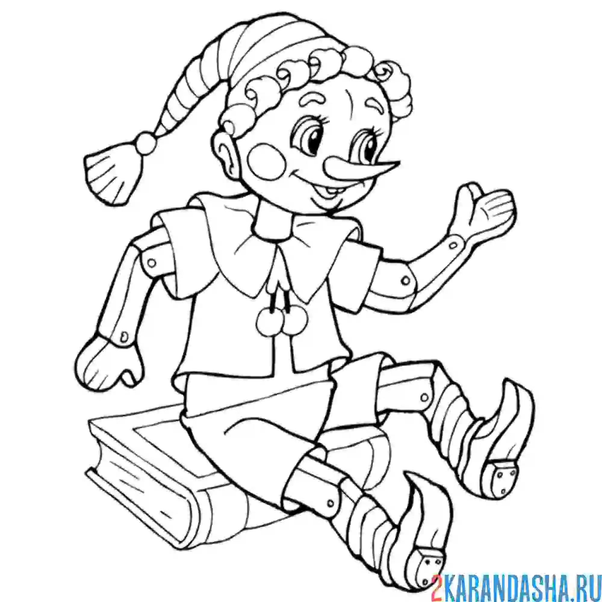 Раскраска кукла буратино