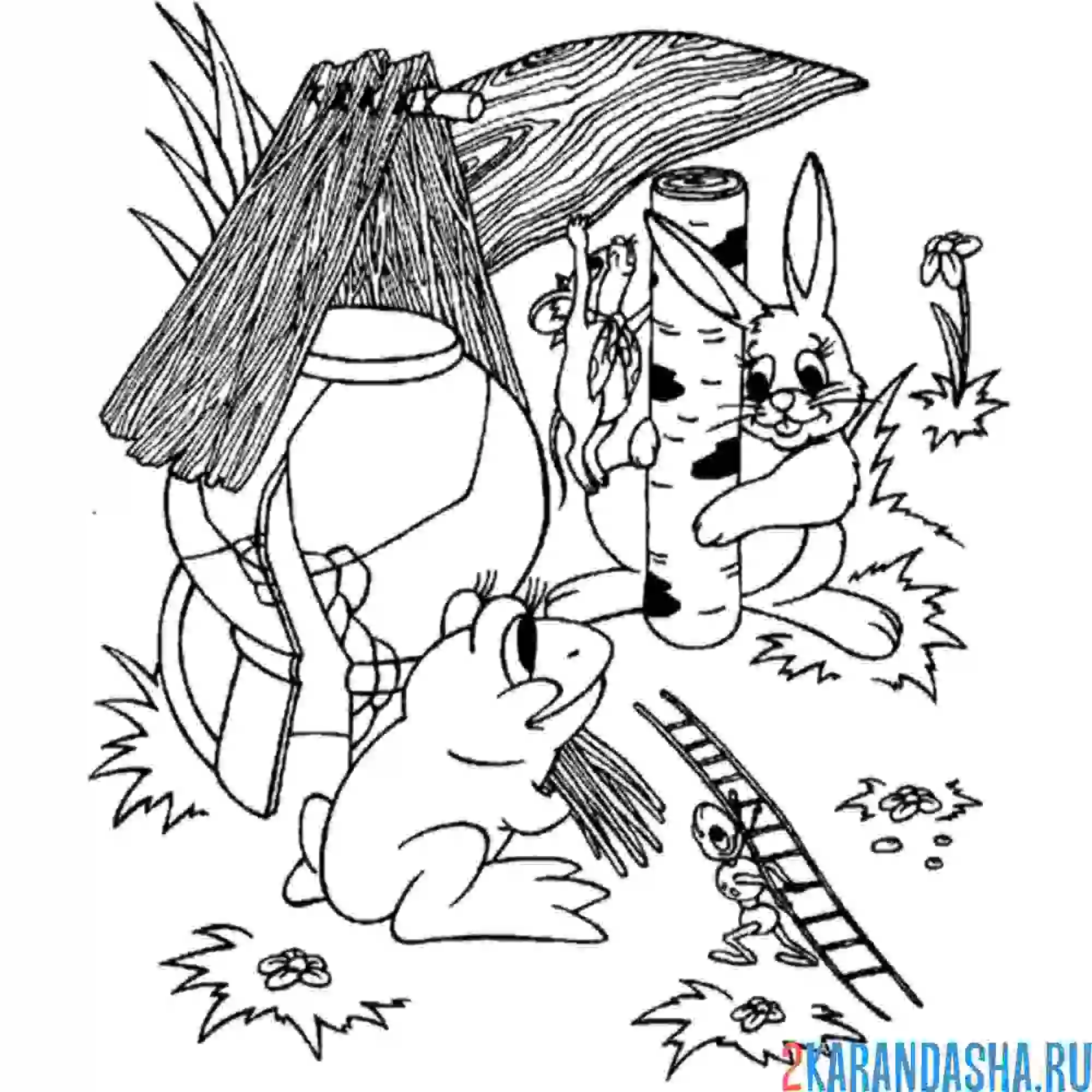 Раскраска строят заново теремок