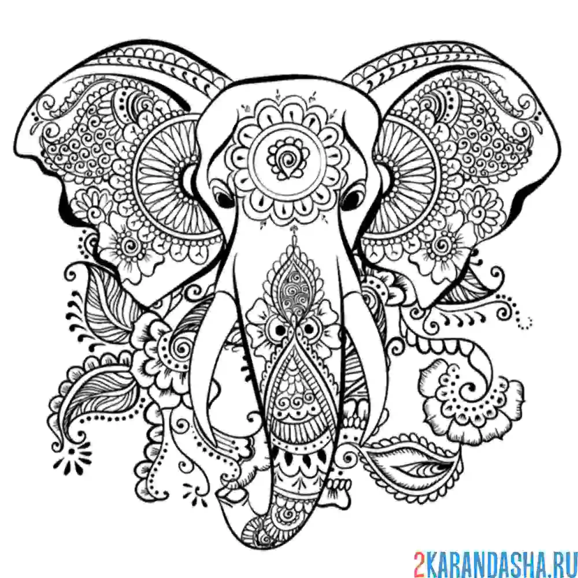 Раскраска слон арт-терапия