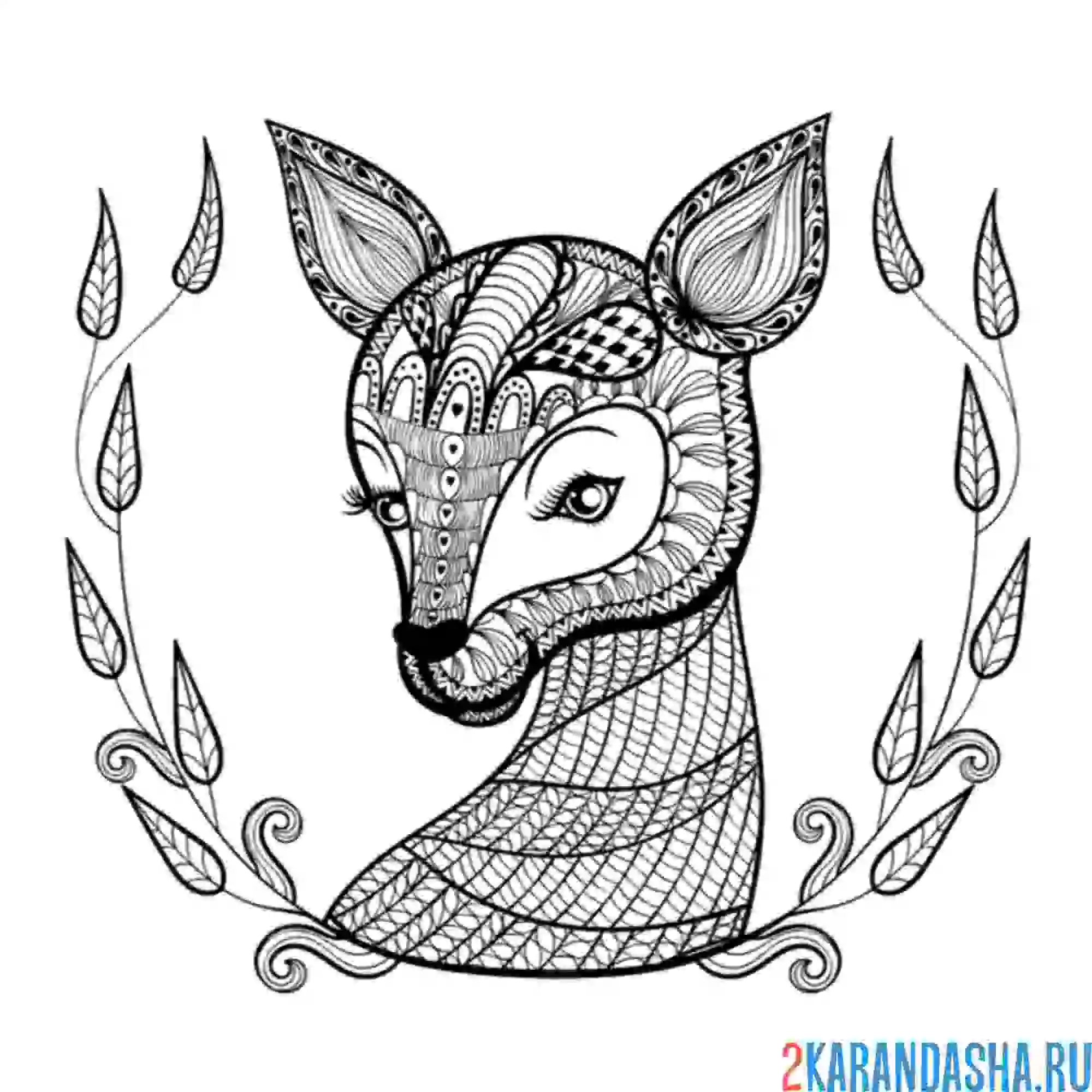 Раскраска олень арт-терапия