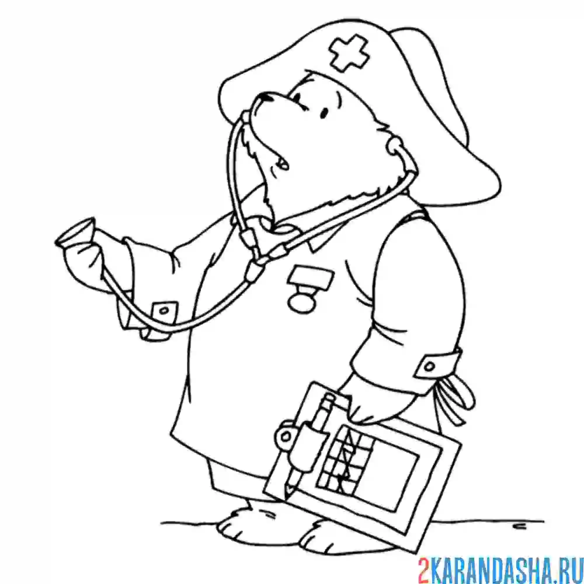 Раскраска медведь доктор
