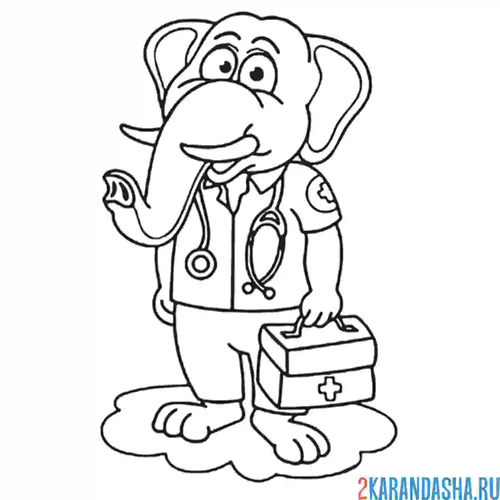 Раскраска доктор слон