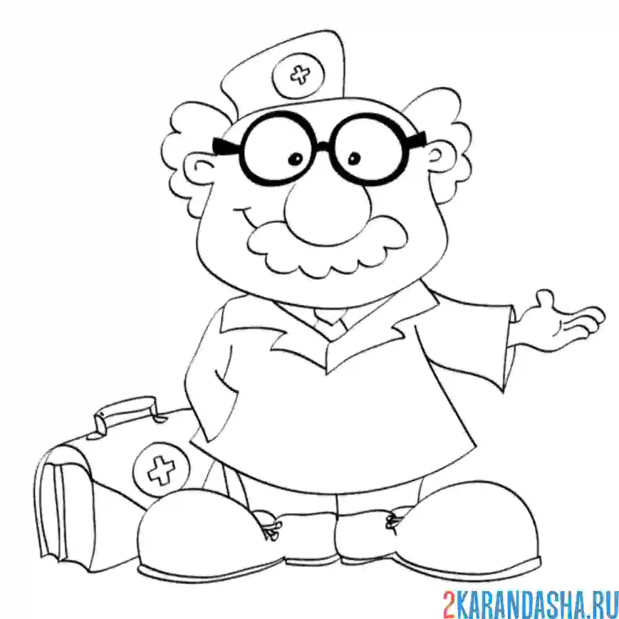 Раскраска доктор в очках