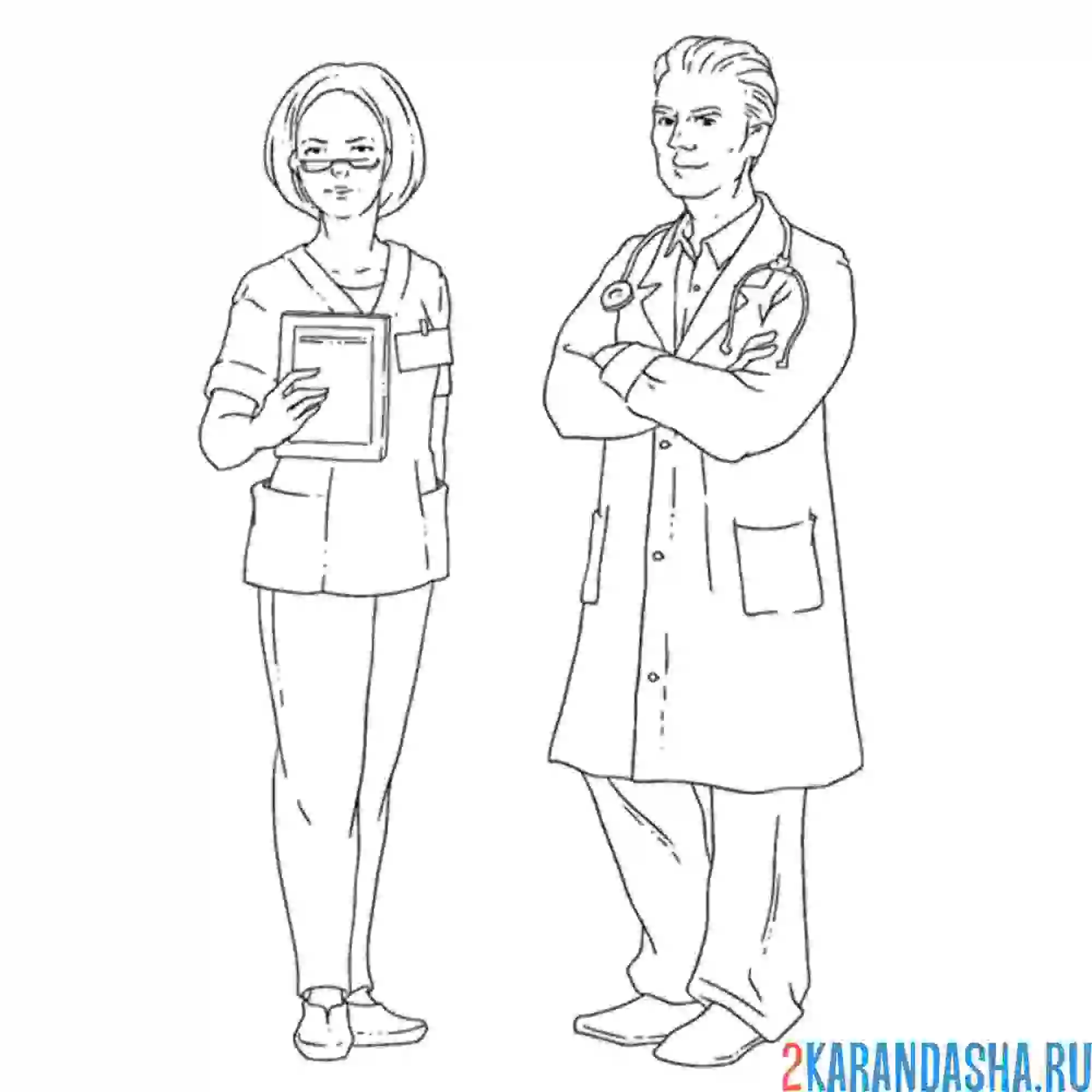 Раскраска доктор и врач