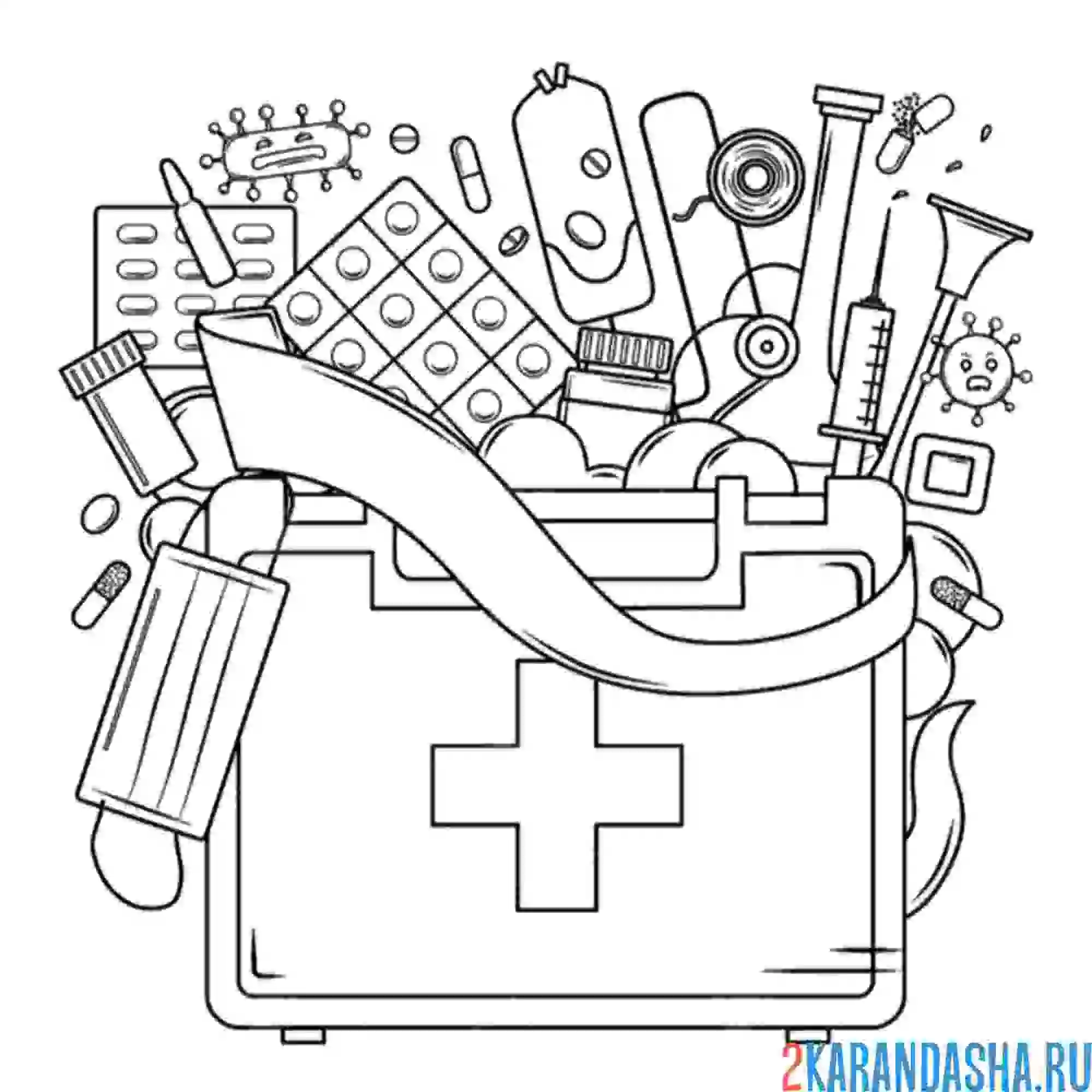 Раскраска большая аптечка
