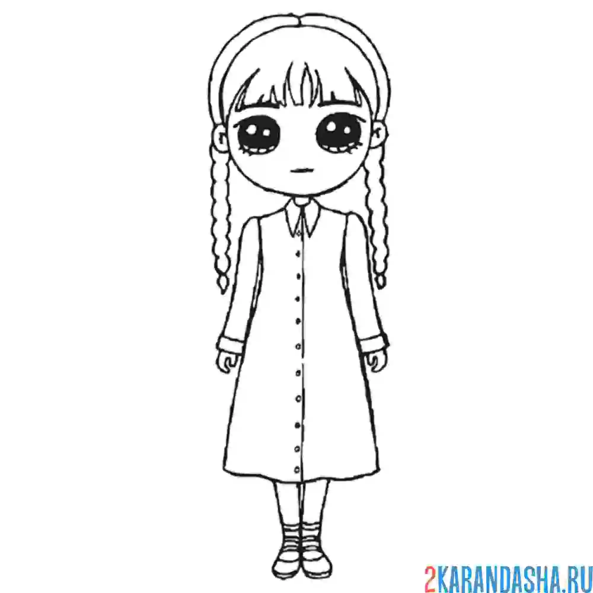 Раскраска уэнздей аддамс школьница