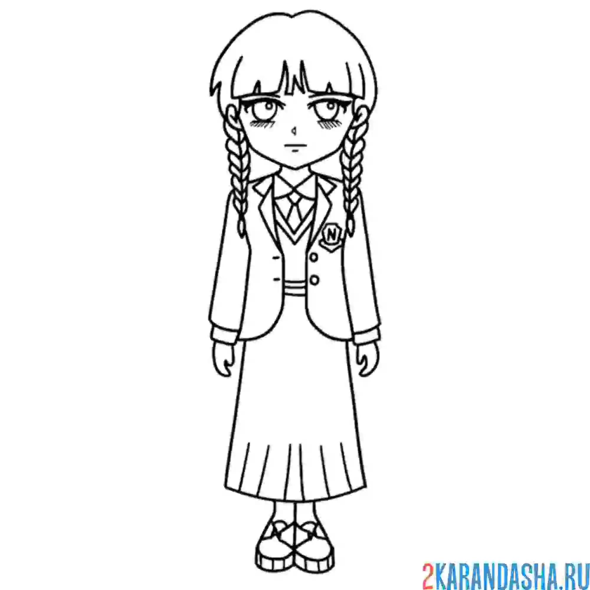 Раскраска уэнздей аддамс в форме