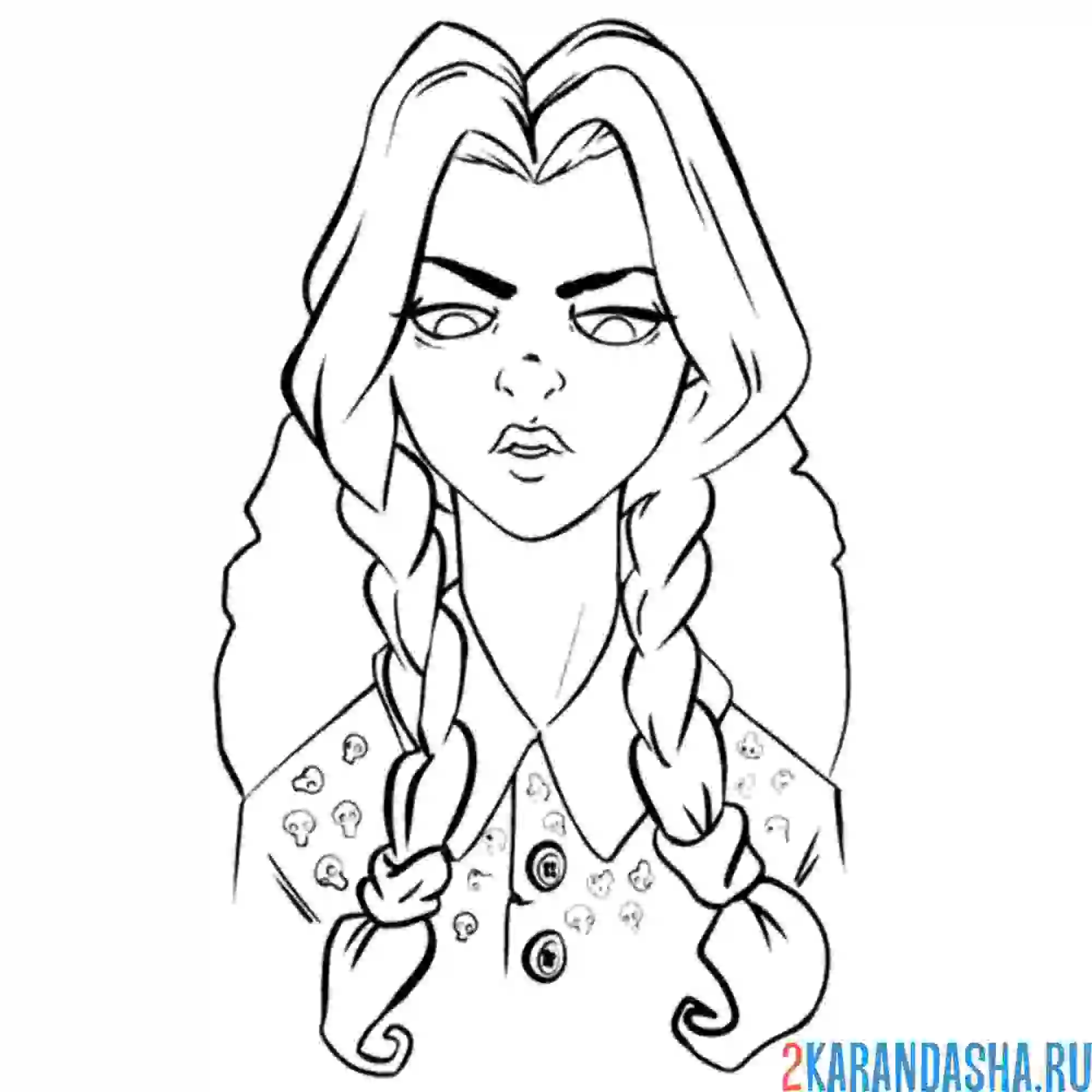 Раскраска уэнздей аддамс суровая