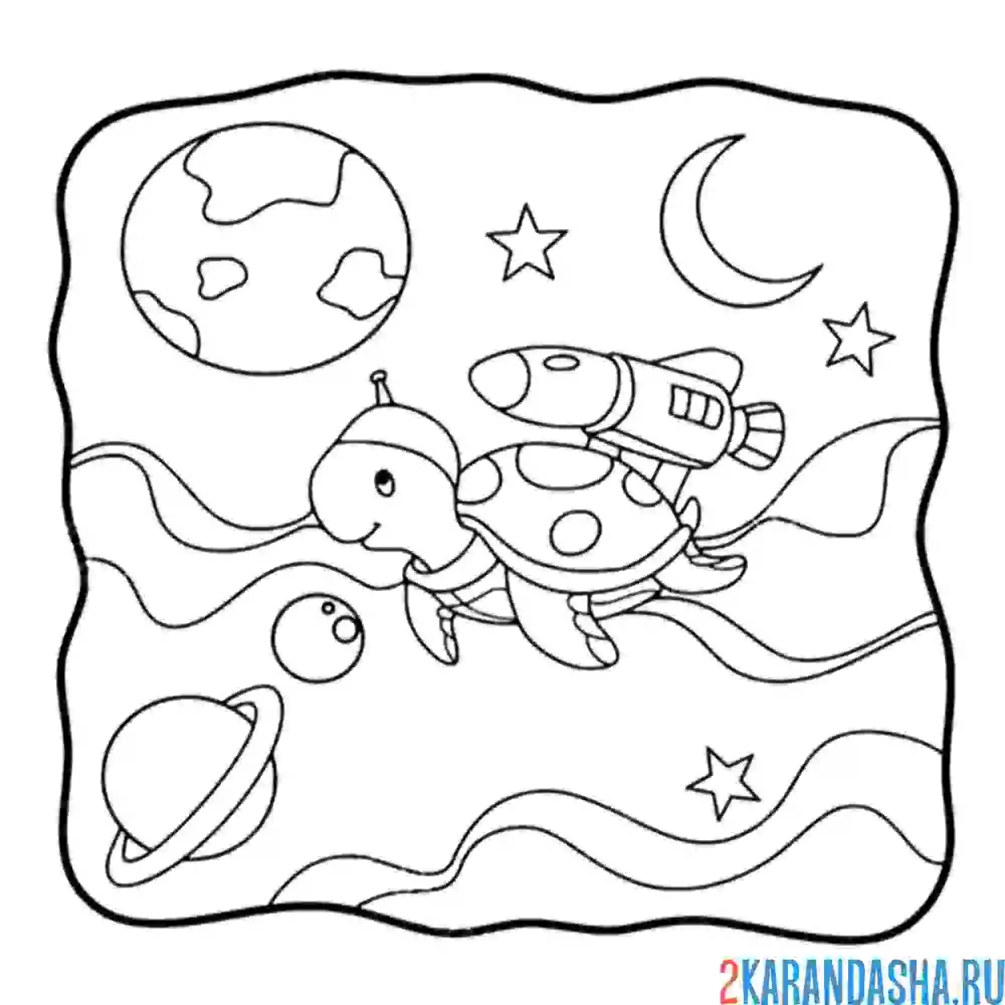 Раскраска черепаха-ракета
