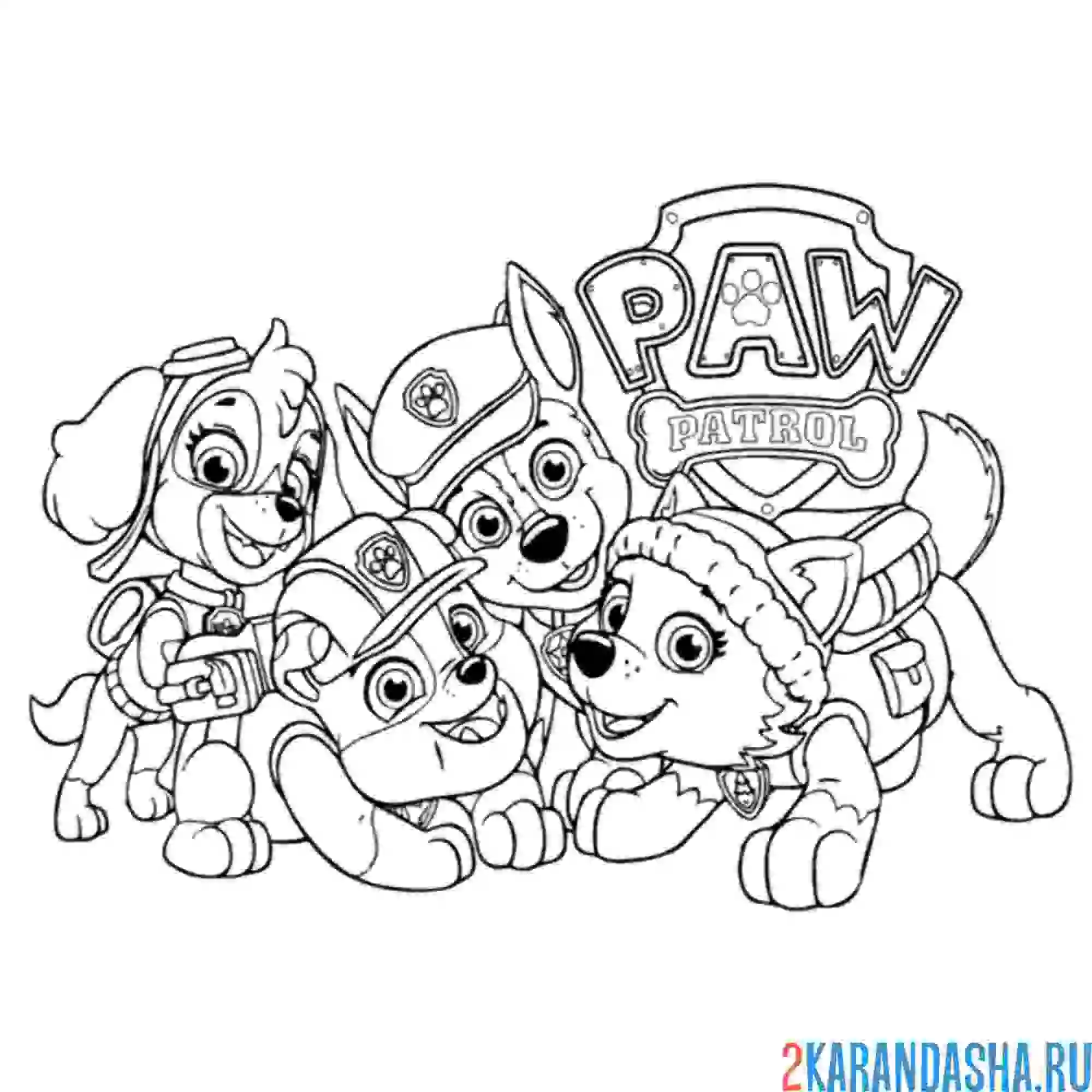 Раскраска скай с комнадой