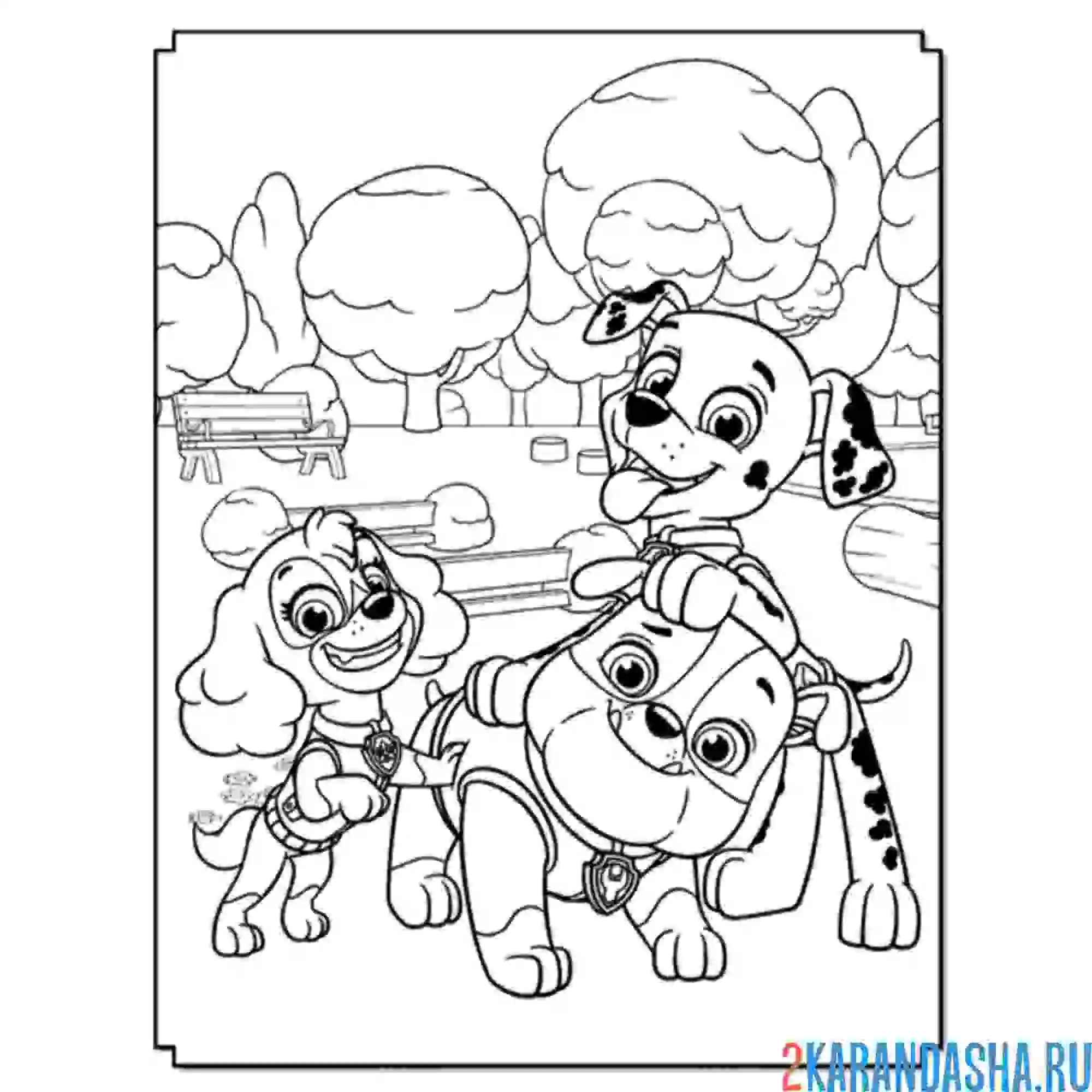 Раскраска забавные щенячий патруль