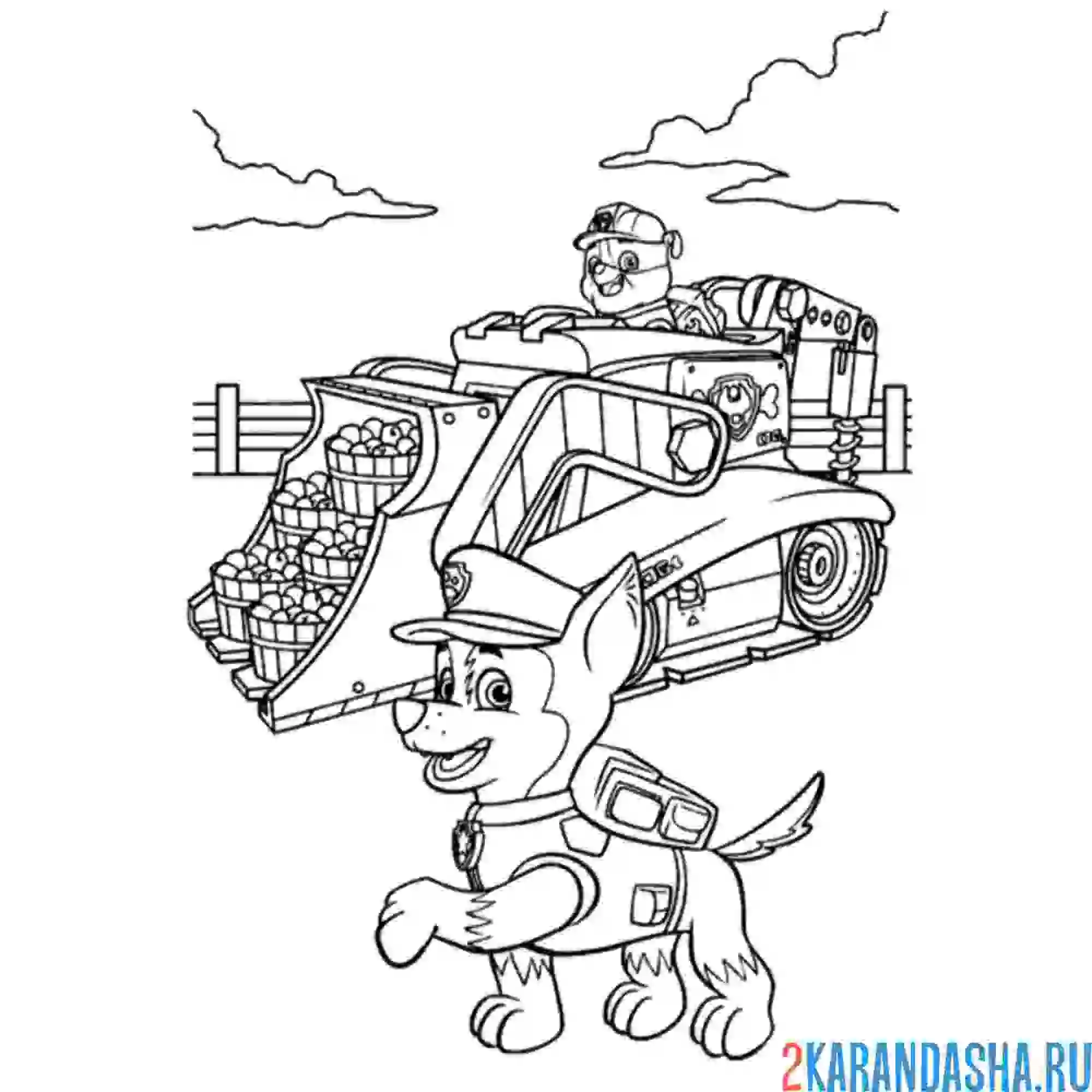 Раскраска гонщик трактор