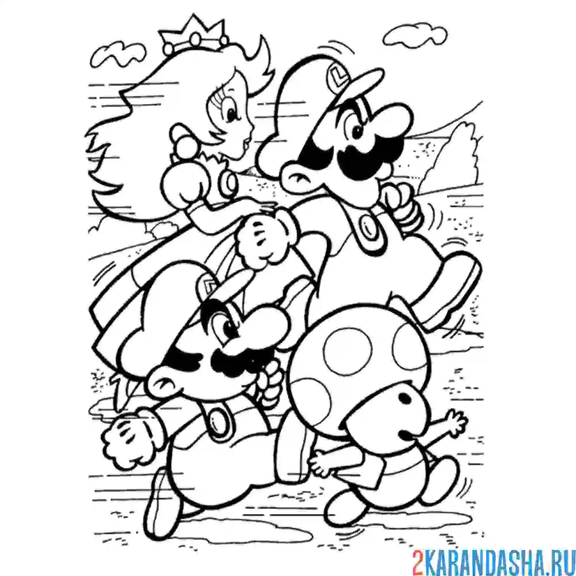 Раскраска персонажи марио