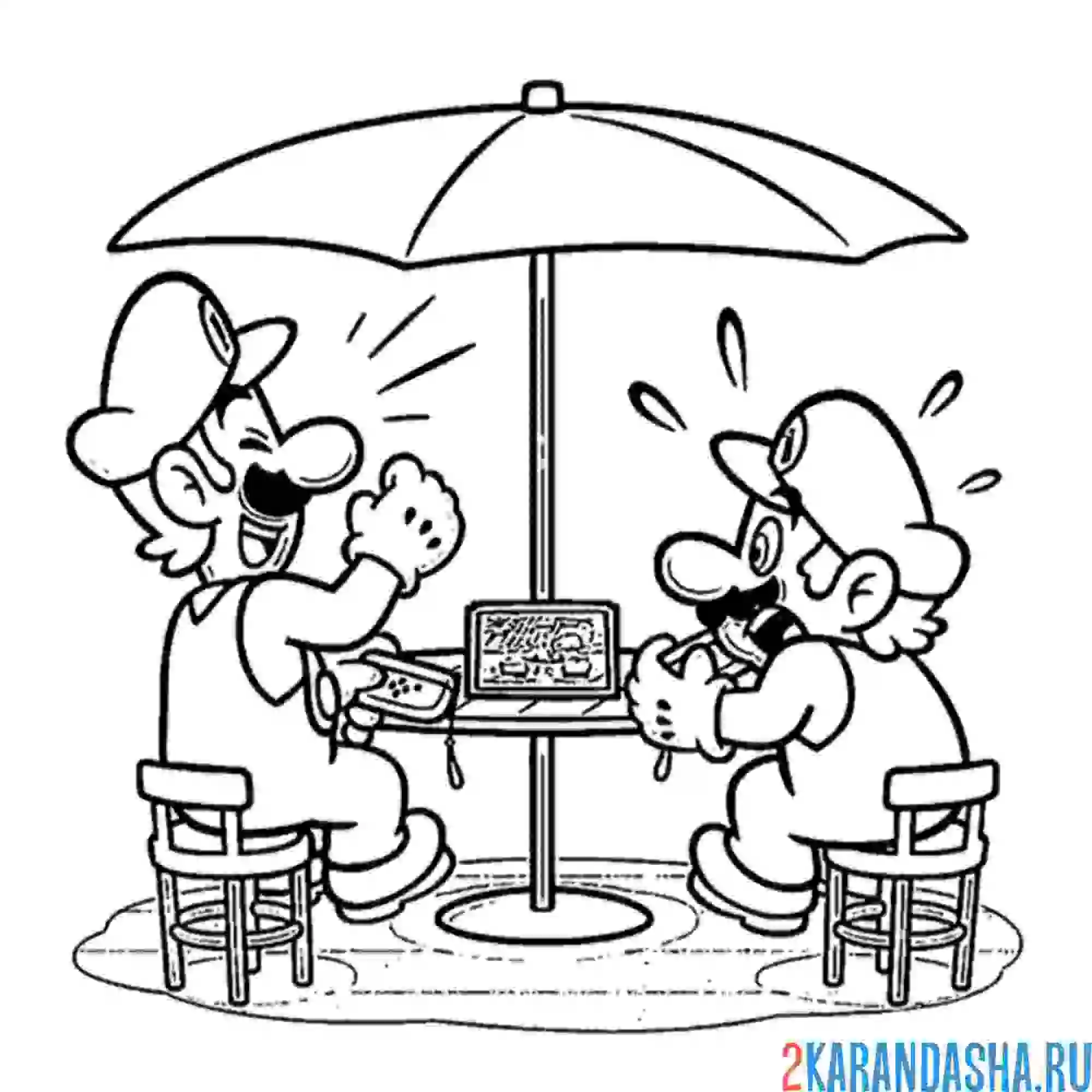 Раскраска луиджи и марио