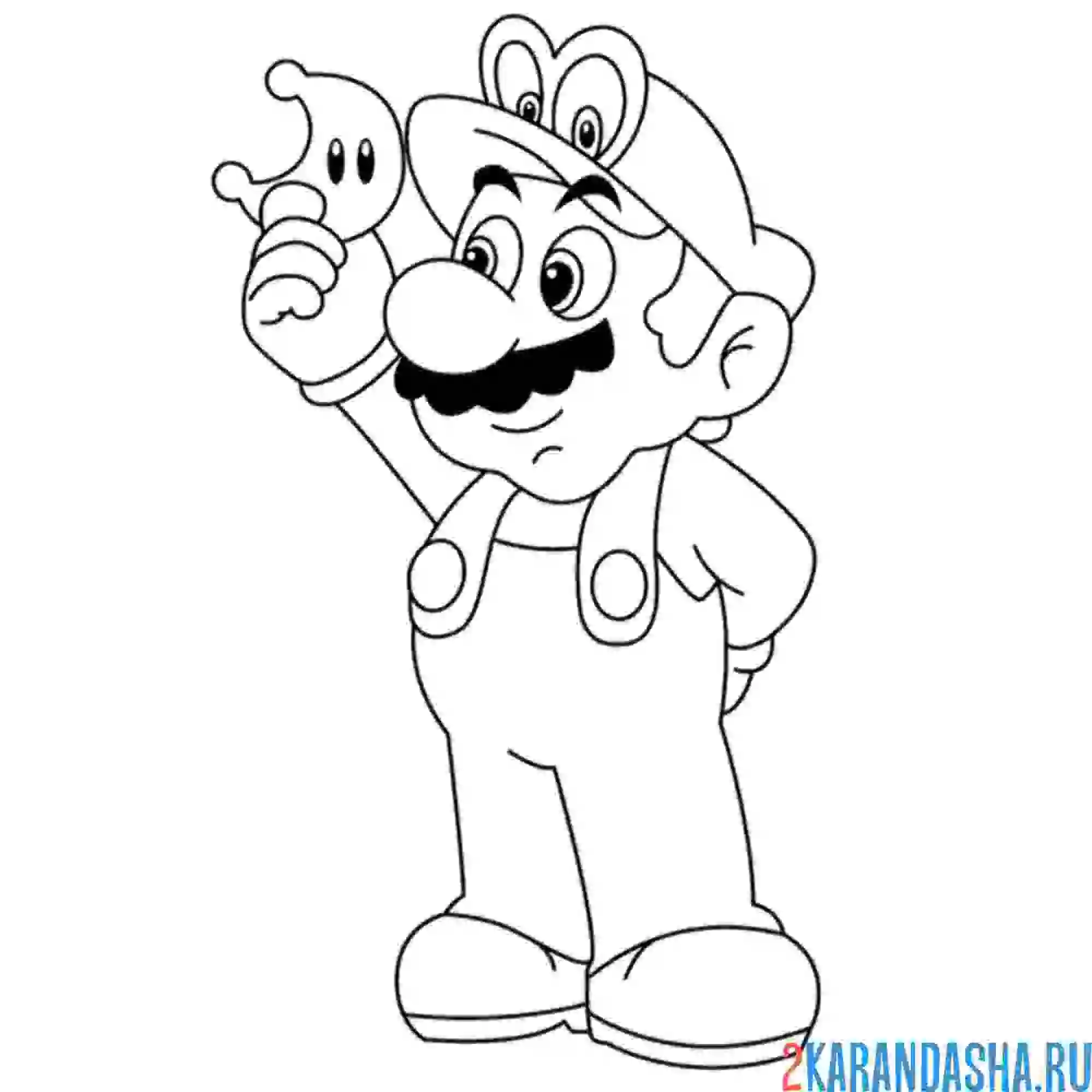 Раскраска марио поймал