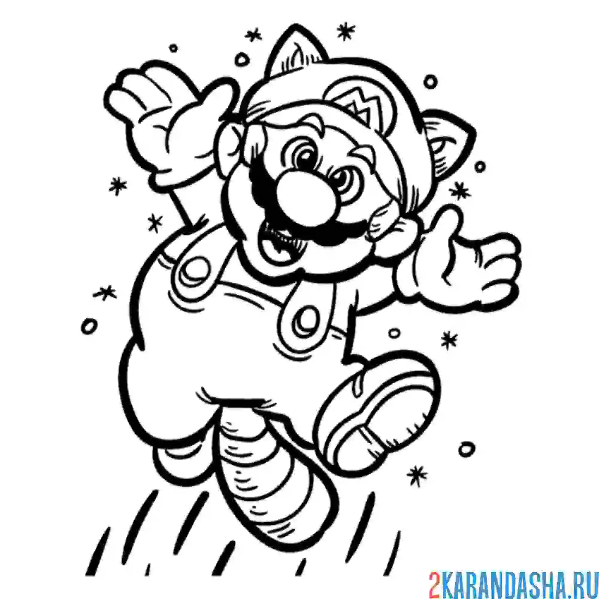 Раскраска марио-котик