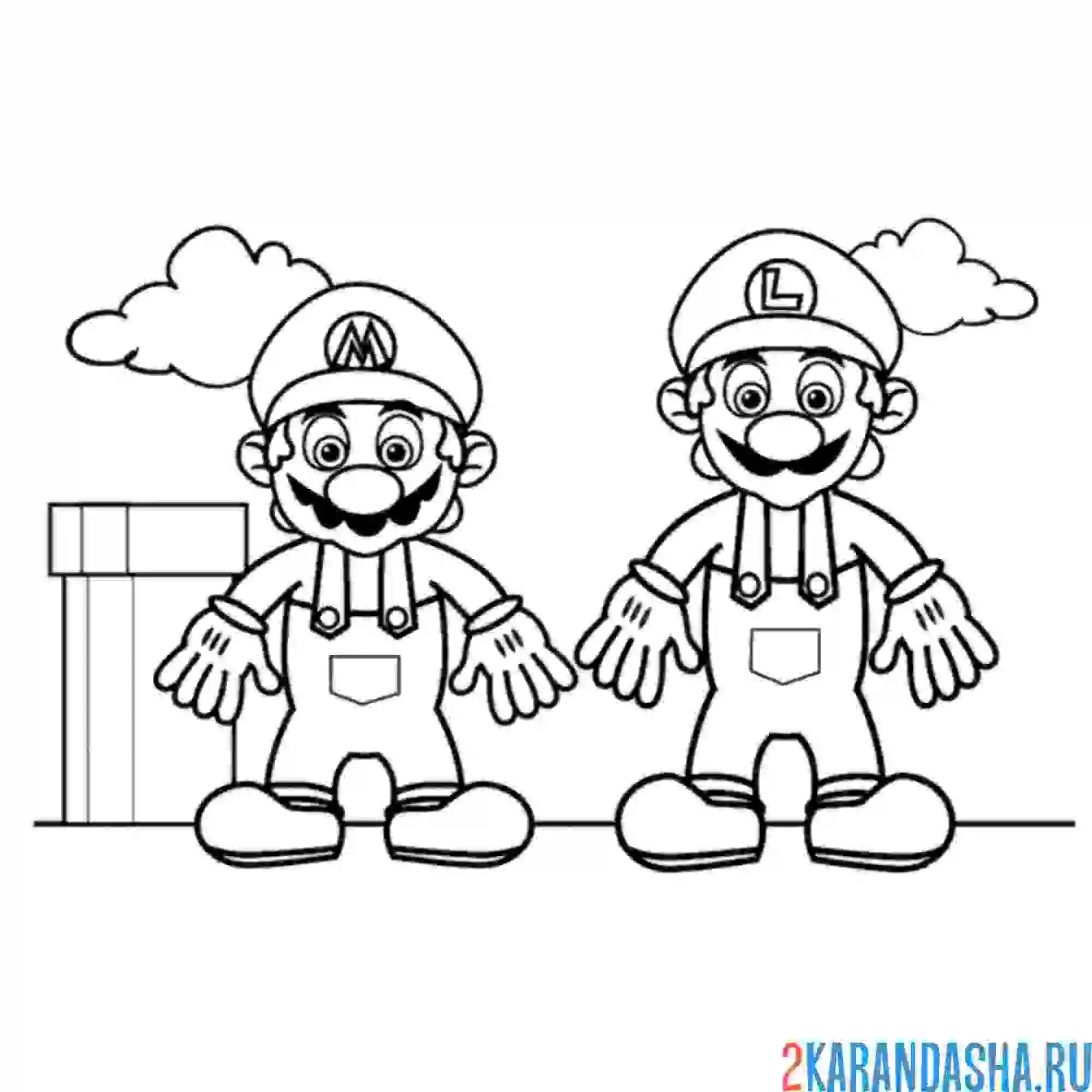 Раскраска марио, луиджи