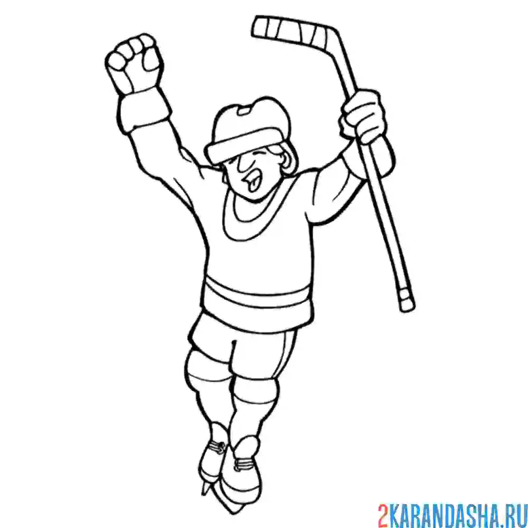 Раскраска мальчишка хоккей