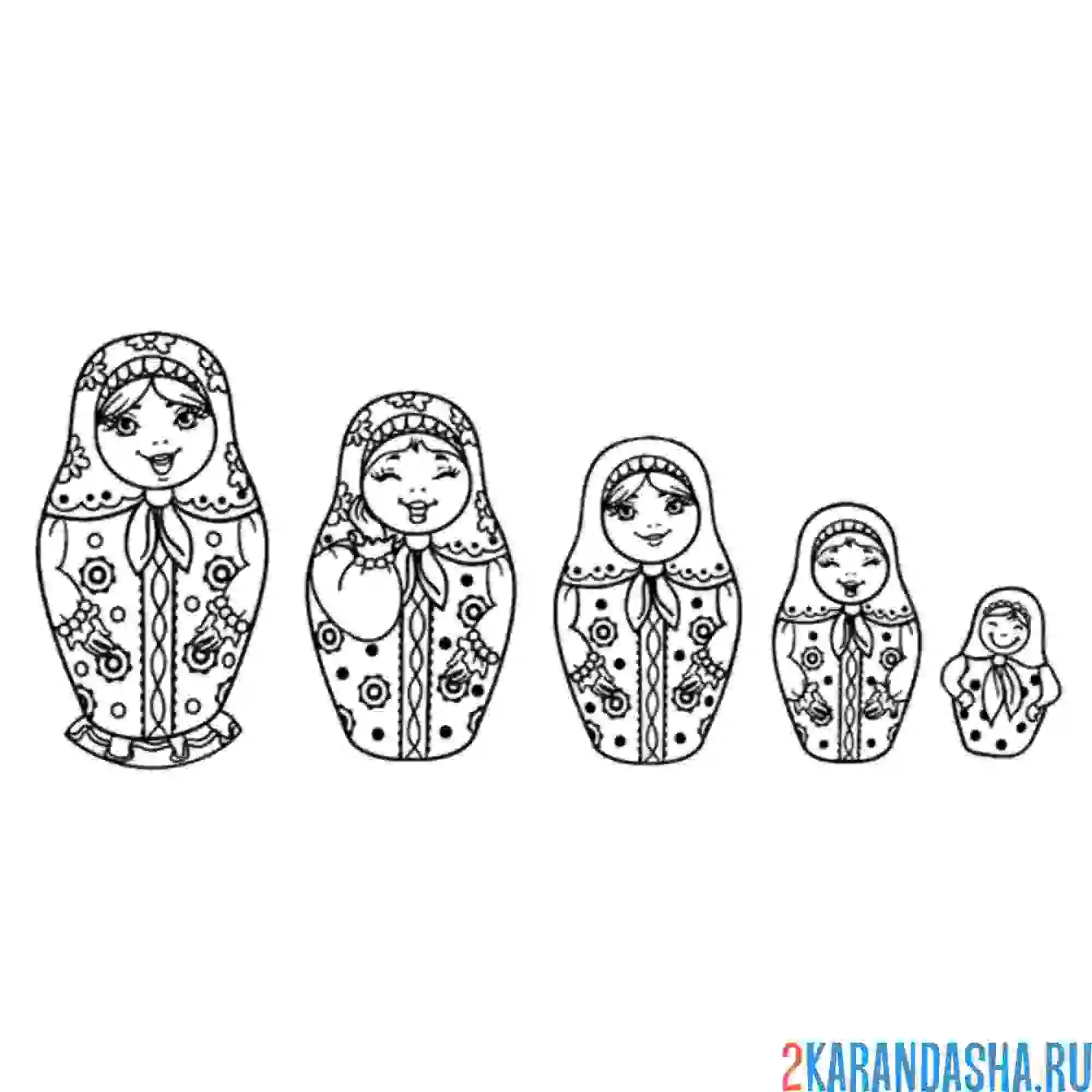 Раскраска разобранная матрешка