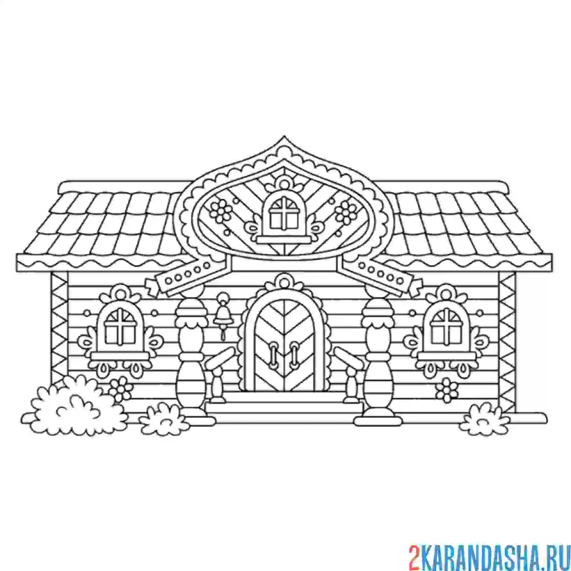 Раскраска деревянная изба
