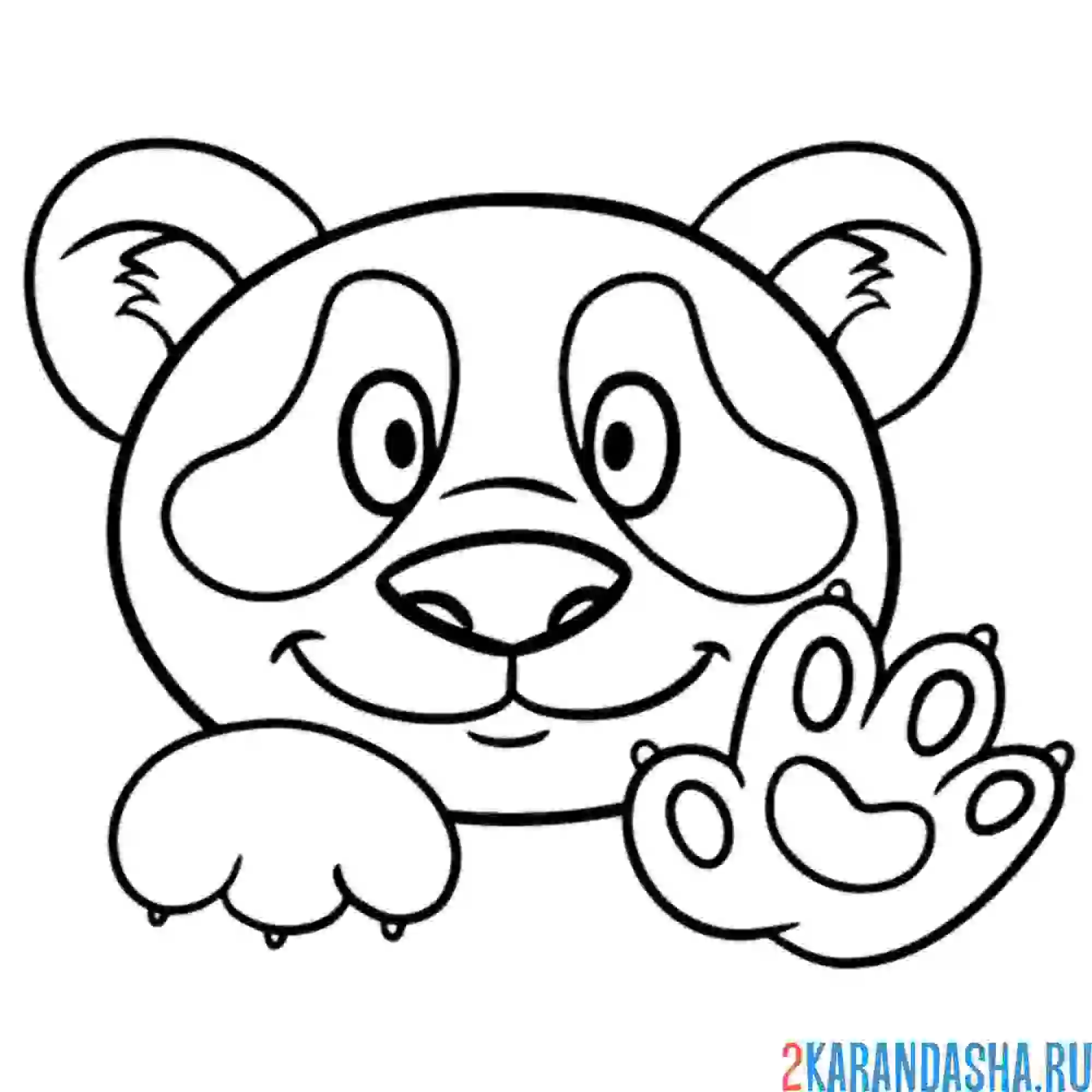 Раскраска панда машет