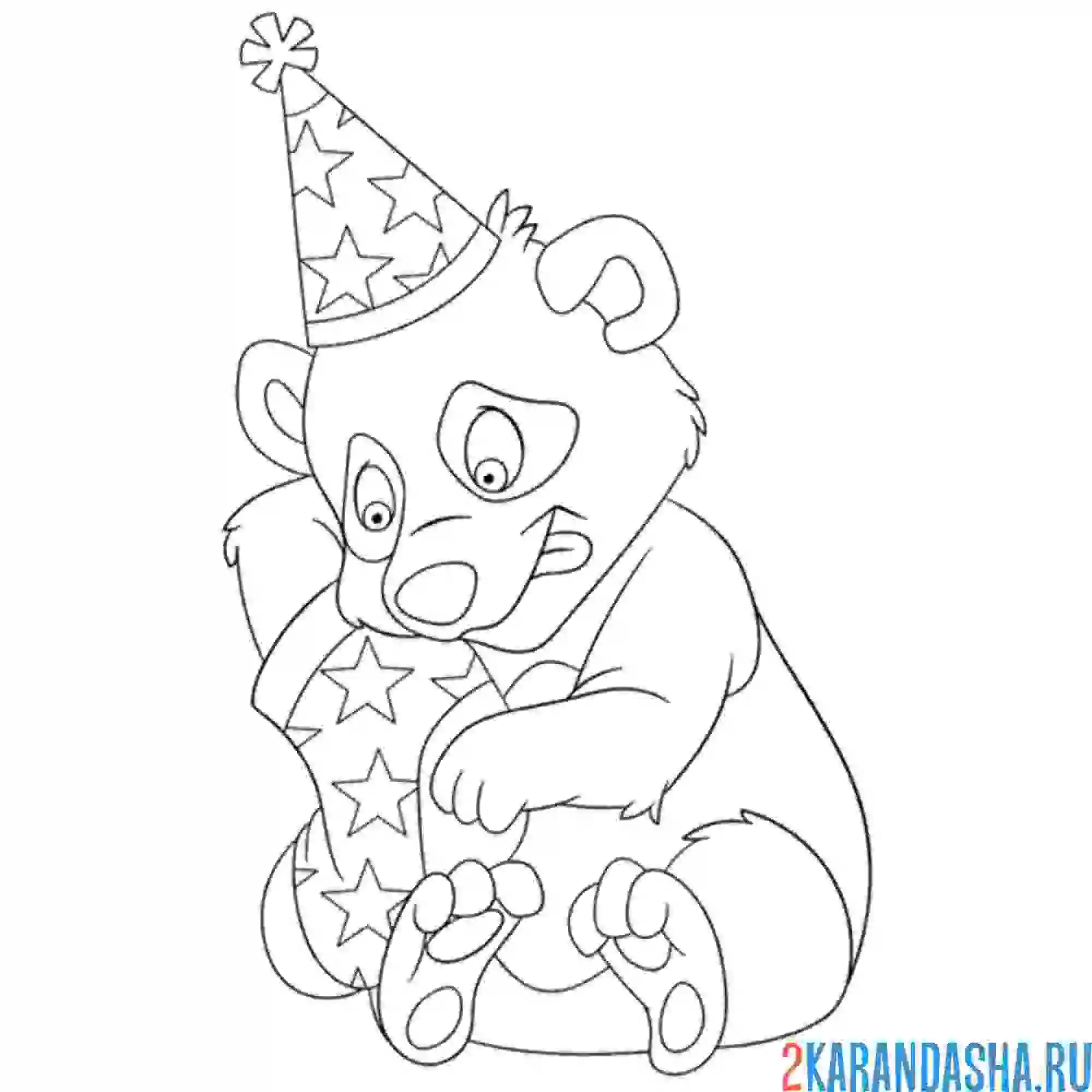 Раскраска панда волшебник