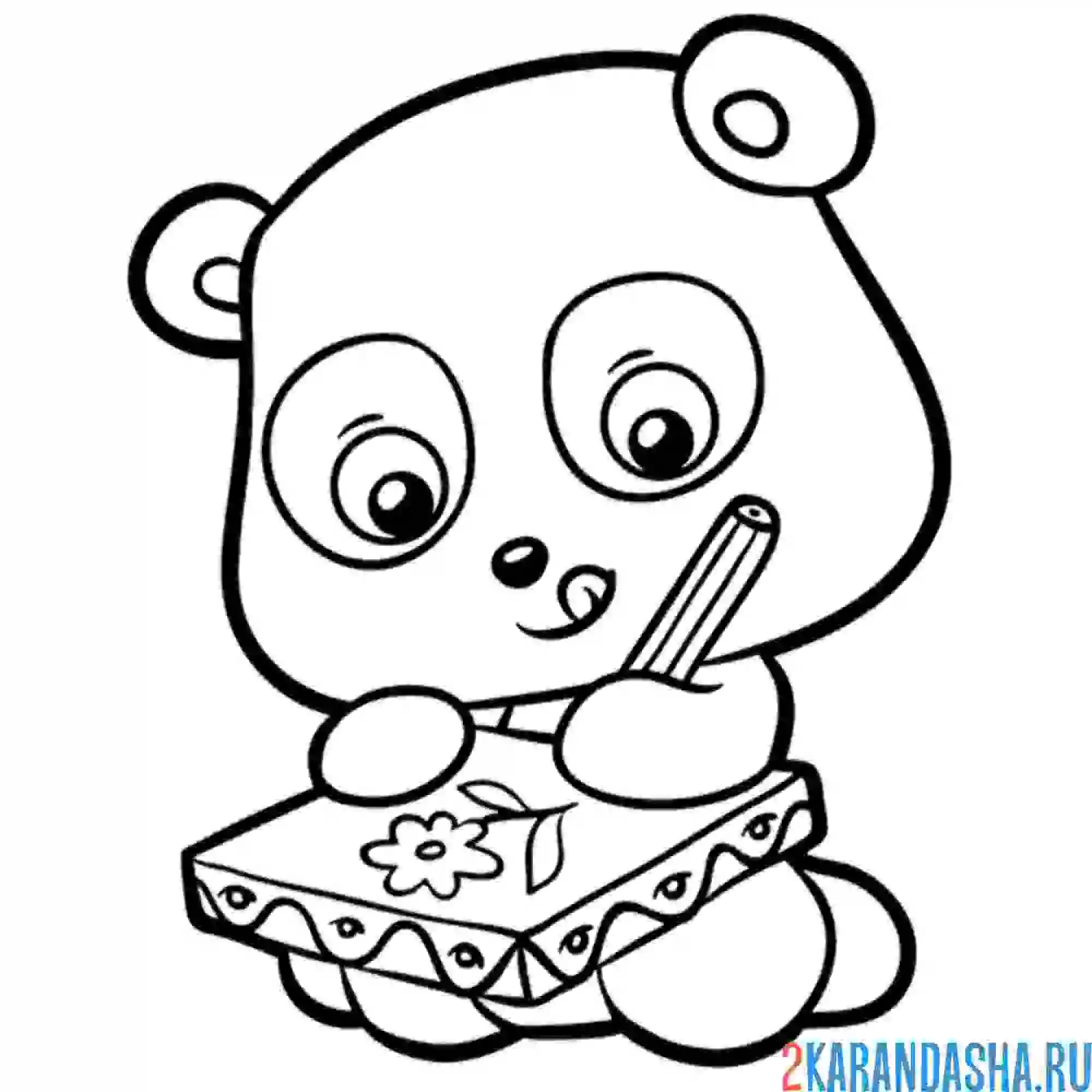 Раскраска панда с тетрадкой