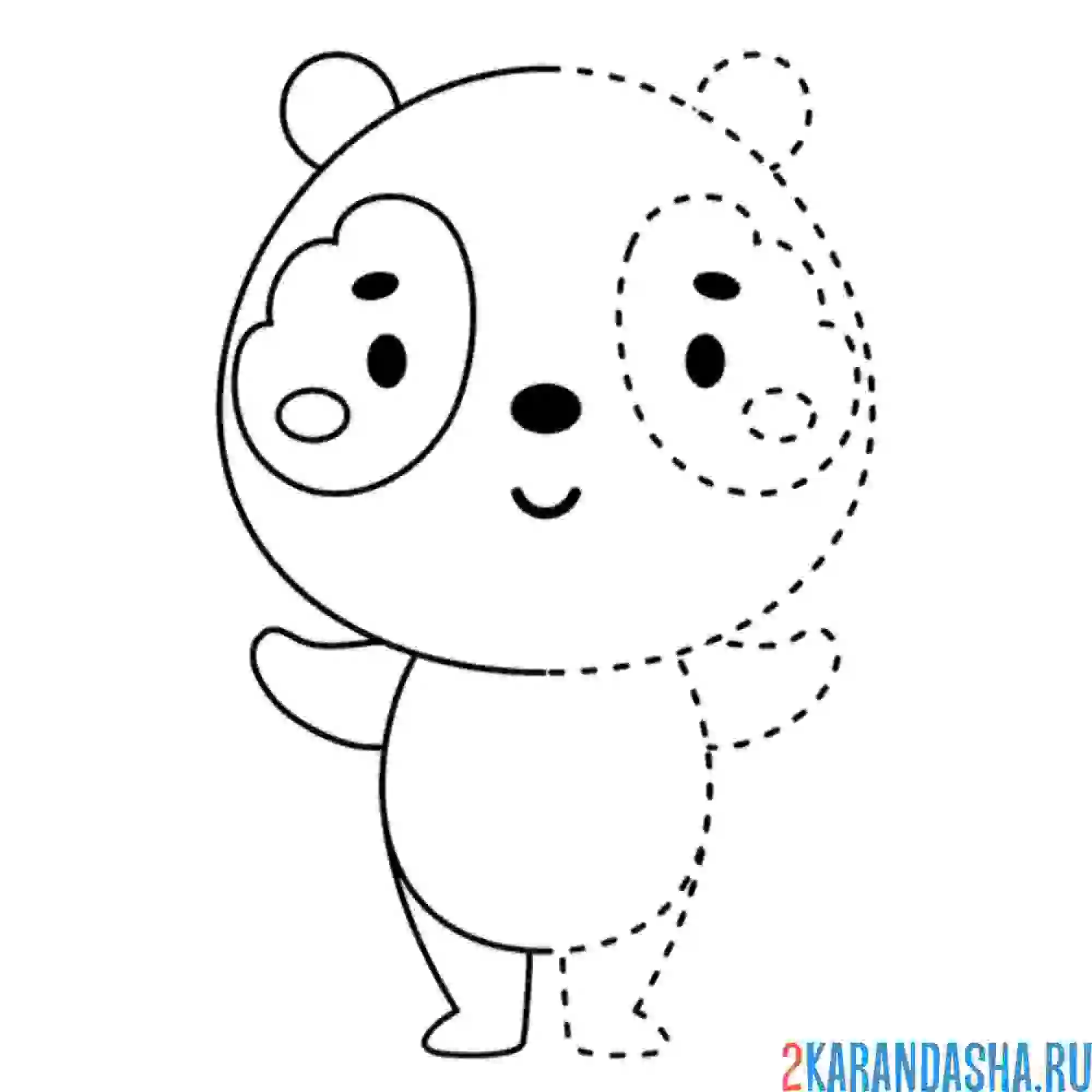 Раскраска обведи панду