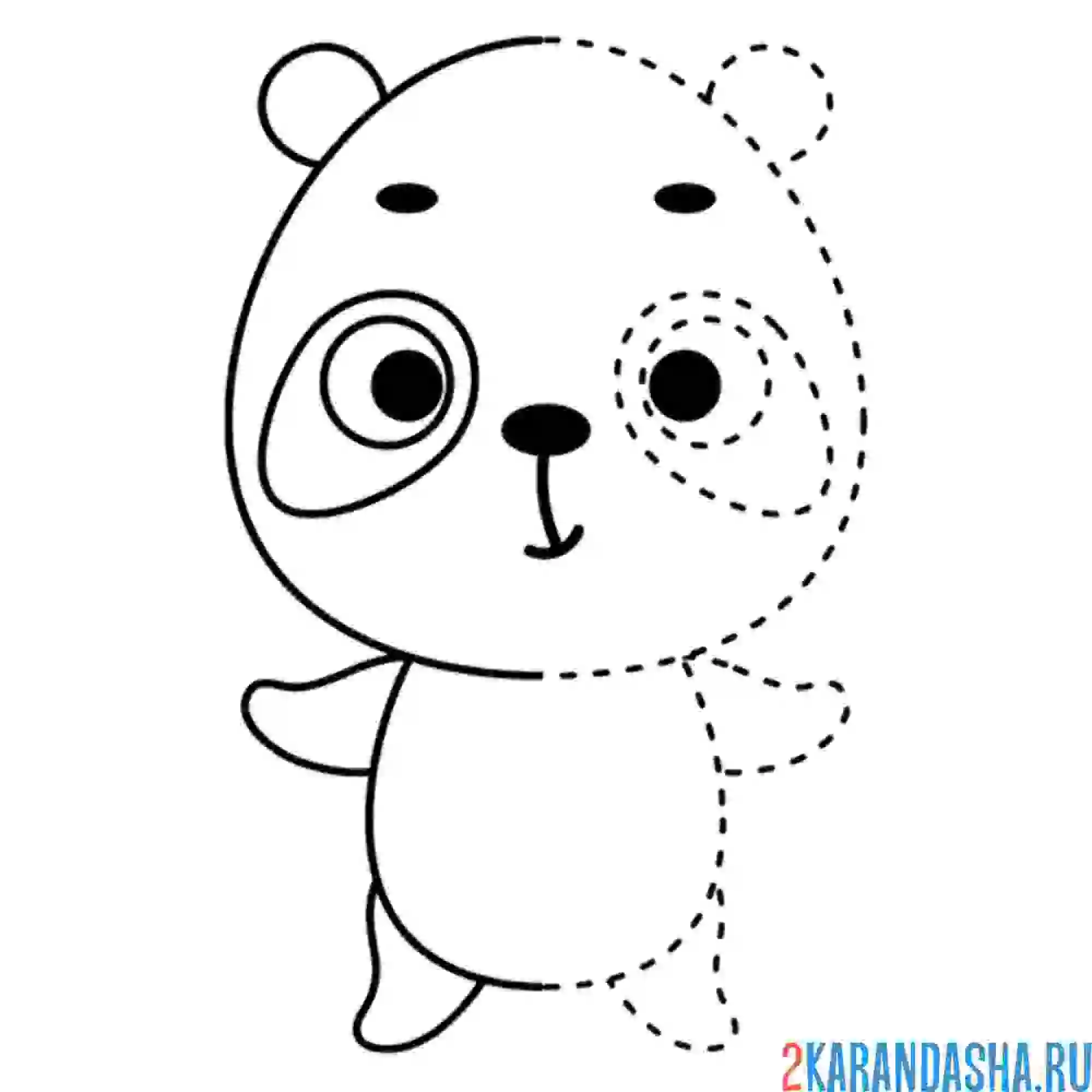 Раскраска панда обведи по линии