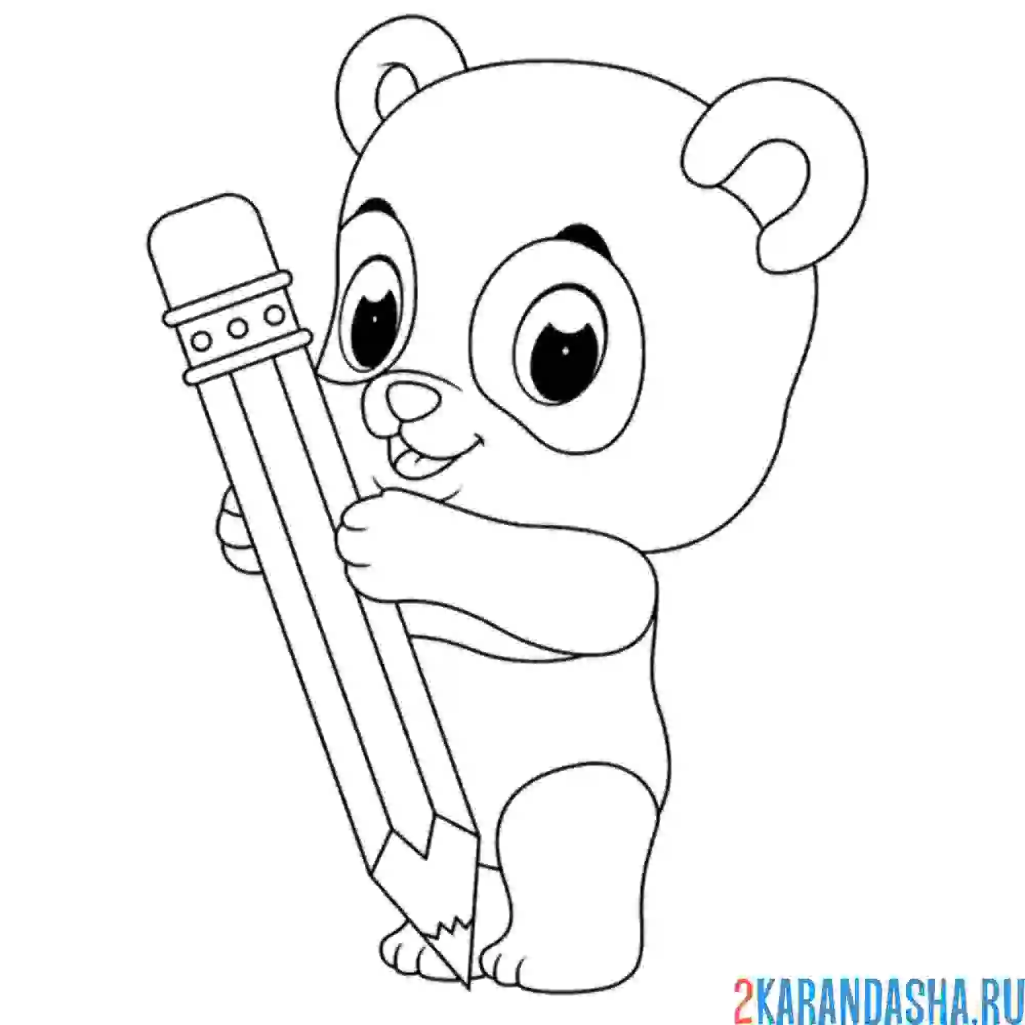 Раскраска панда с карандашом