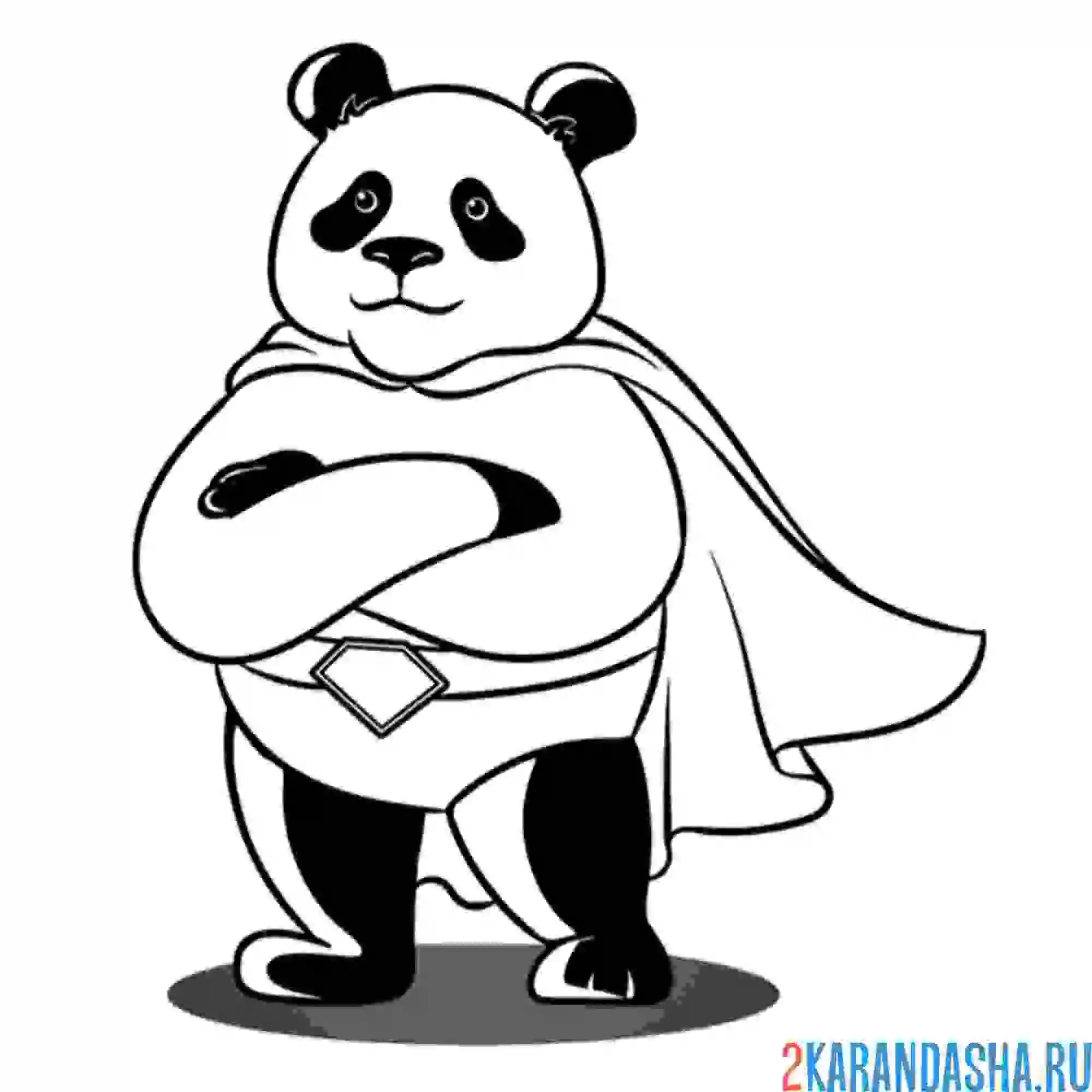 Раскраска панда супергерой