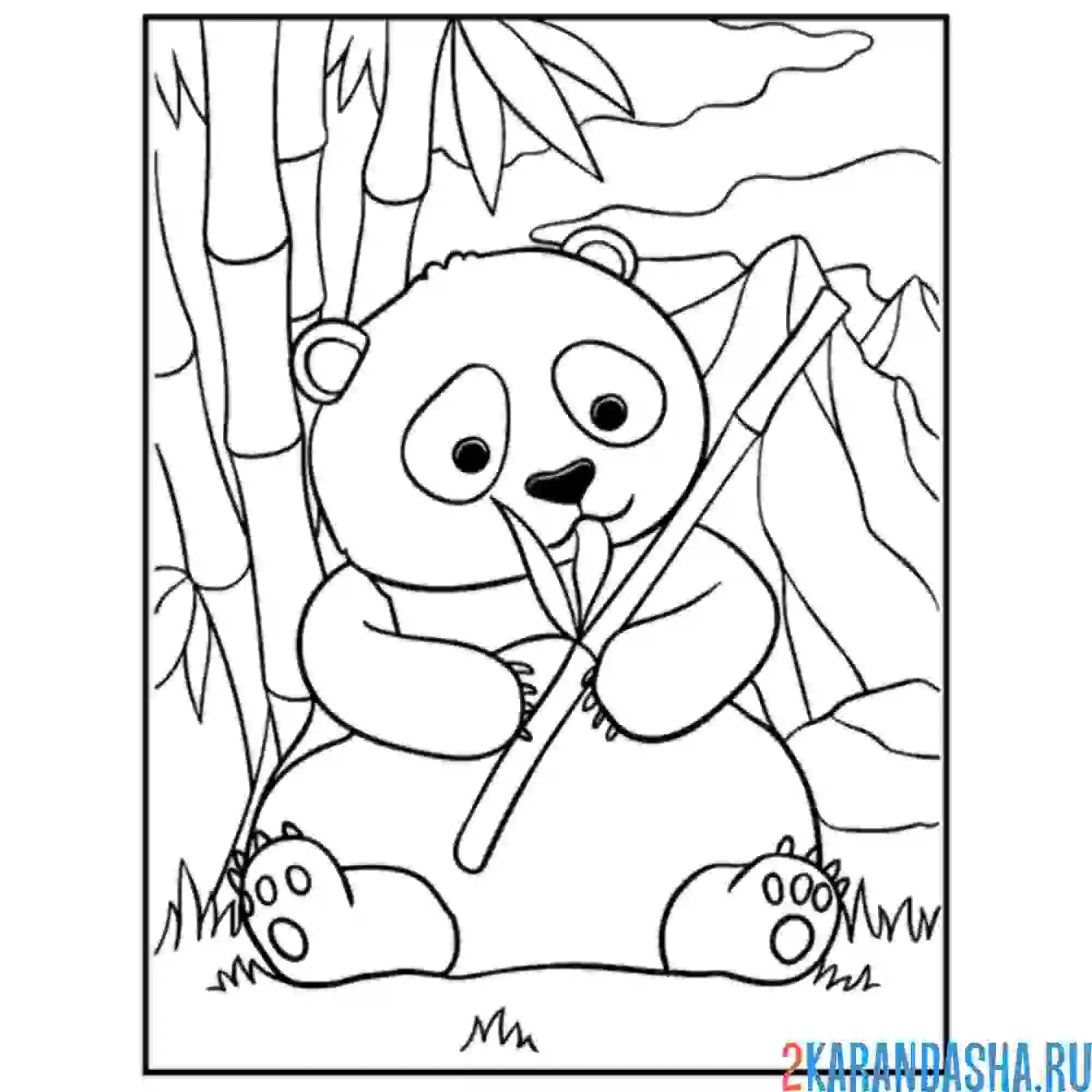 Раскраска панда в лесу