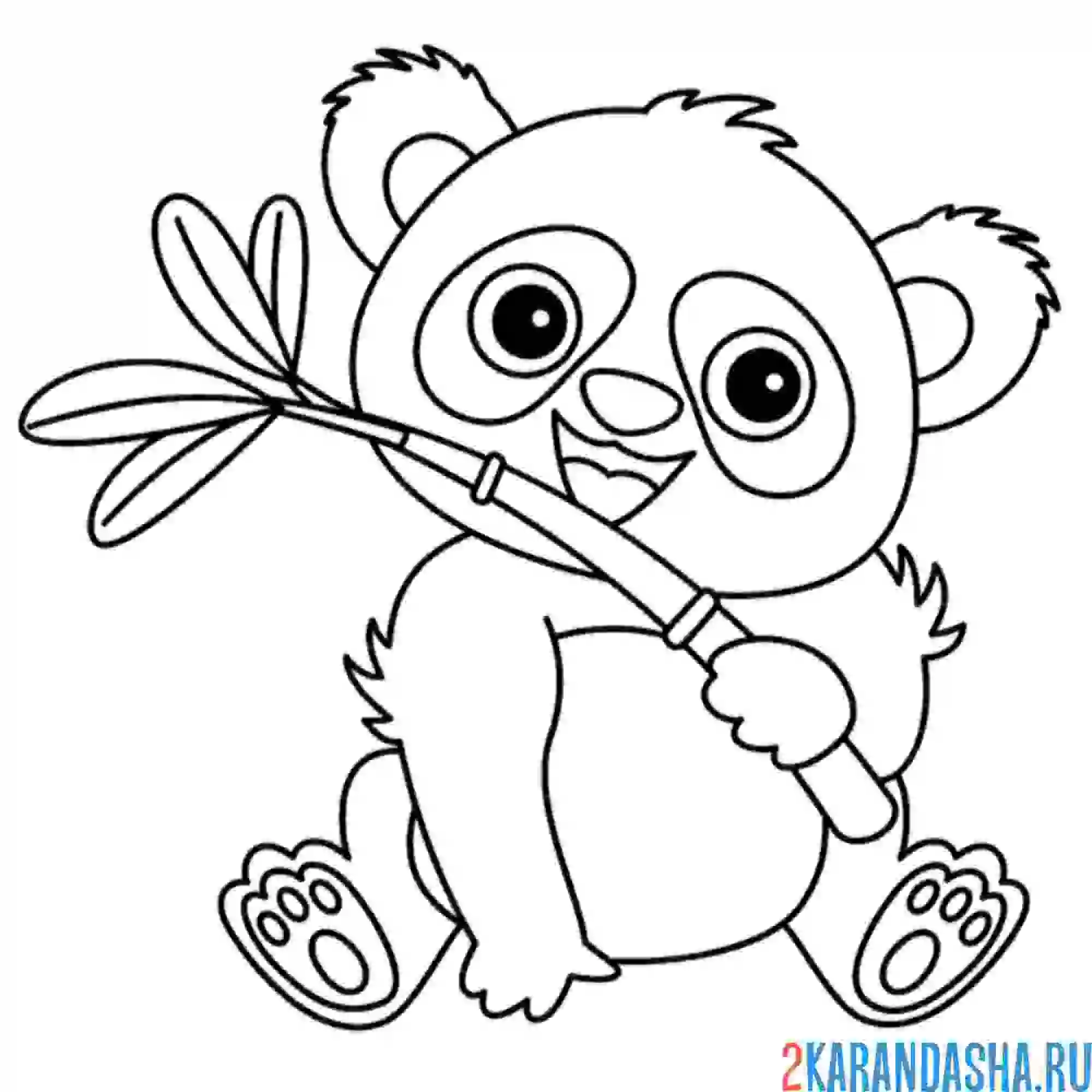 Раскраска панда кустик