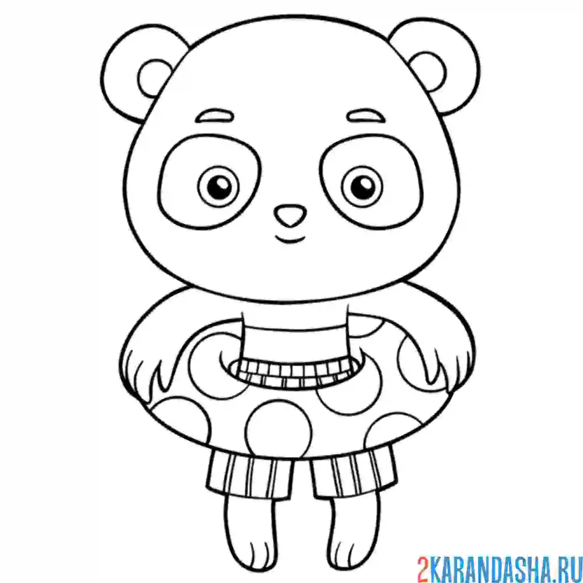 Раскраска панда и спасательный круг