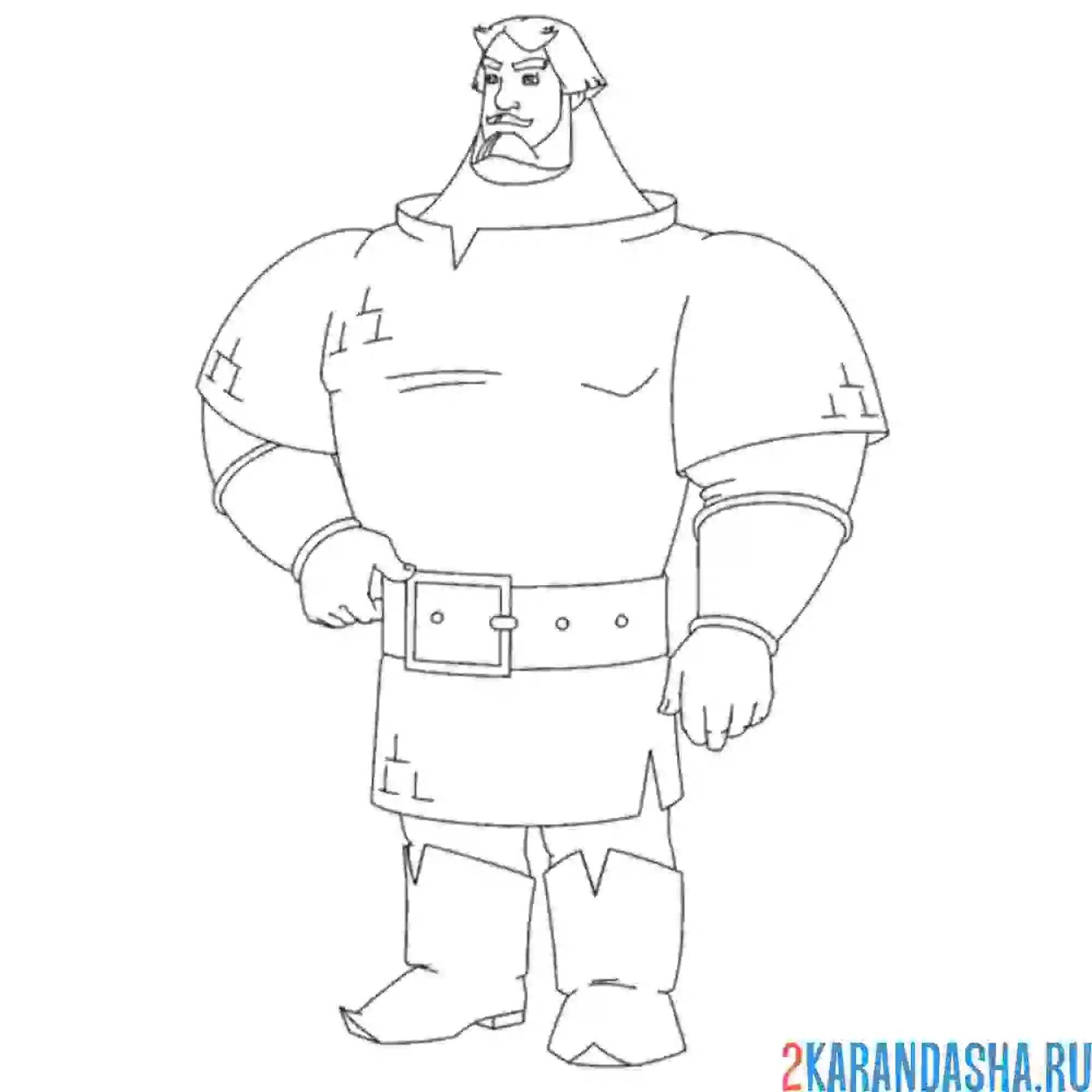 Раскраска богатырь руси илья муромец