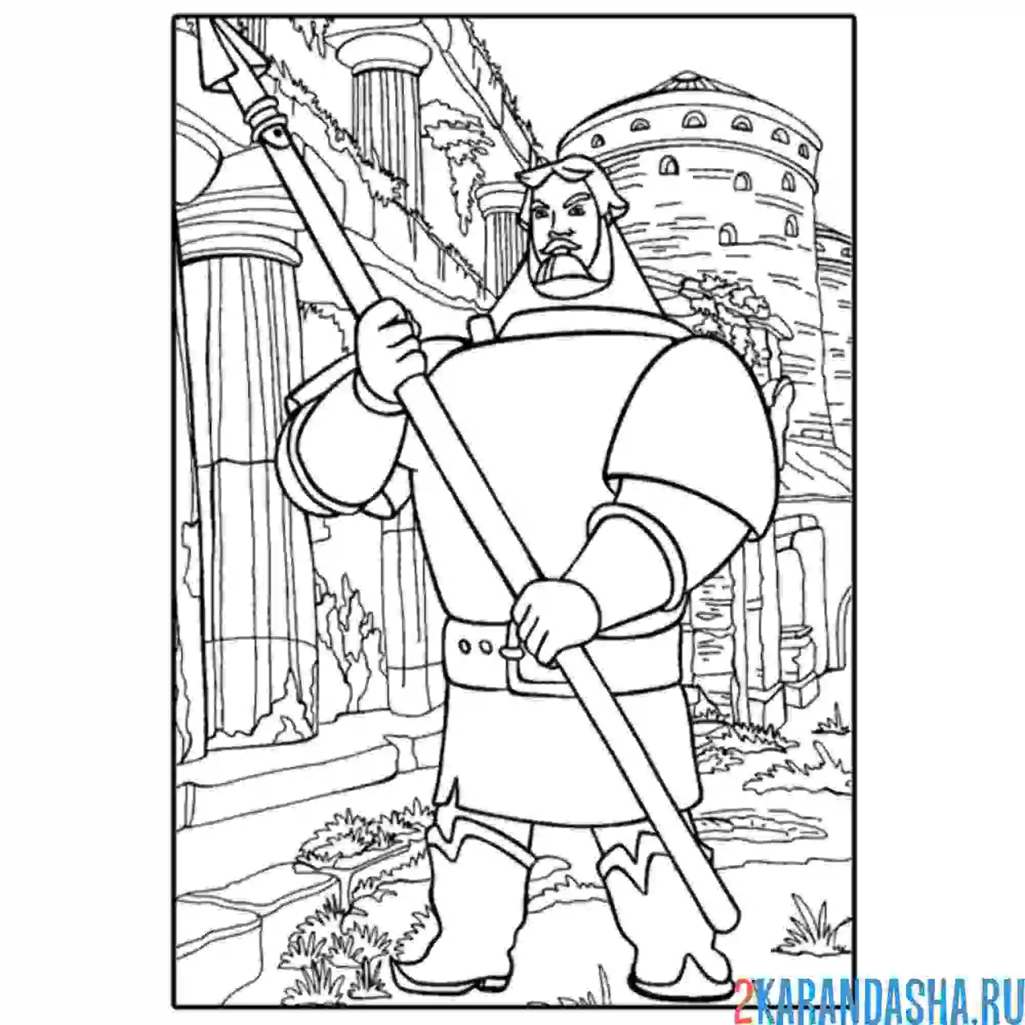 Раскраска сильный богатырь